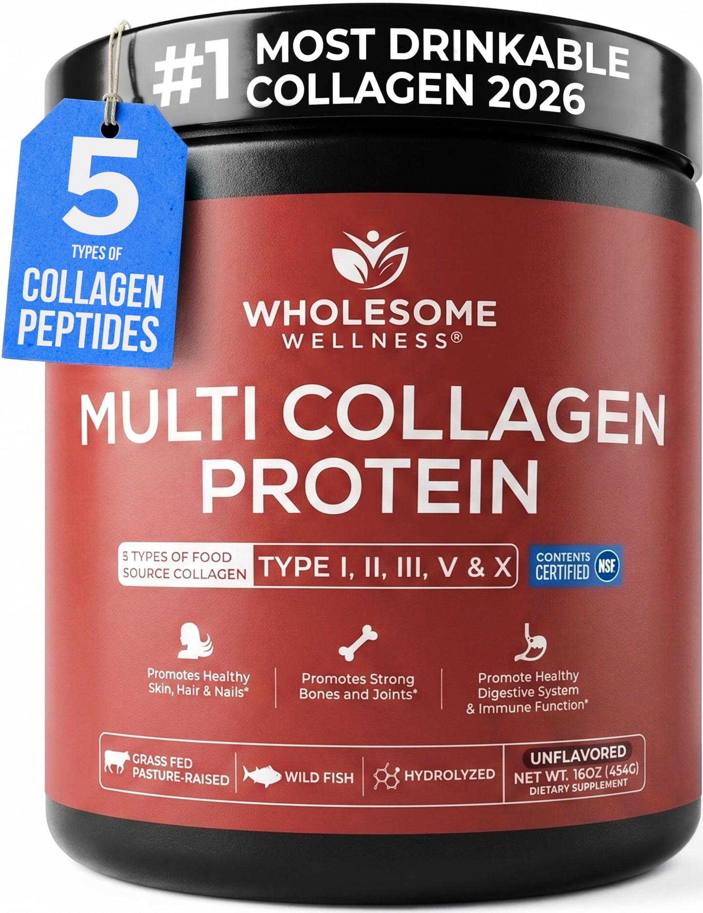 Wholesome Wellness Premium Multi Collagen Peptides Protein Powder 16