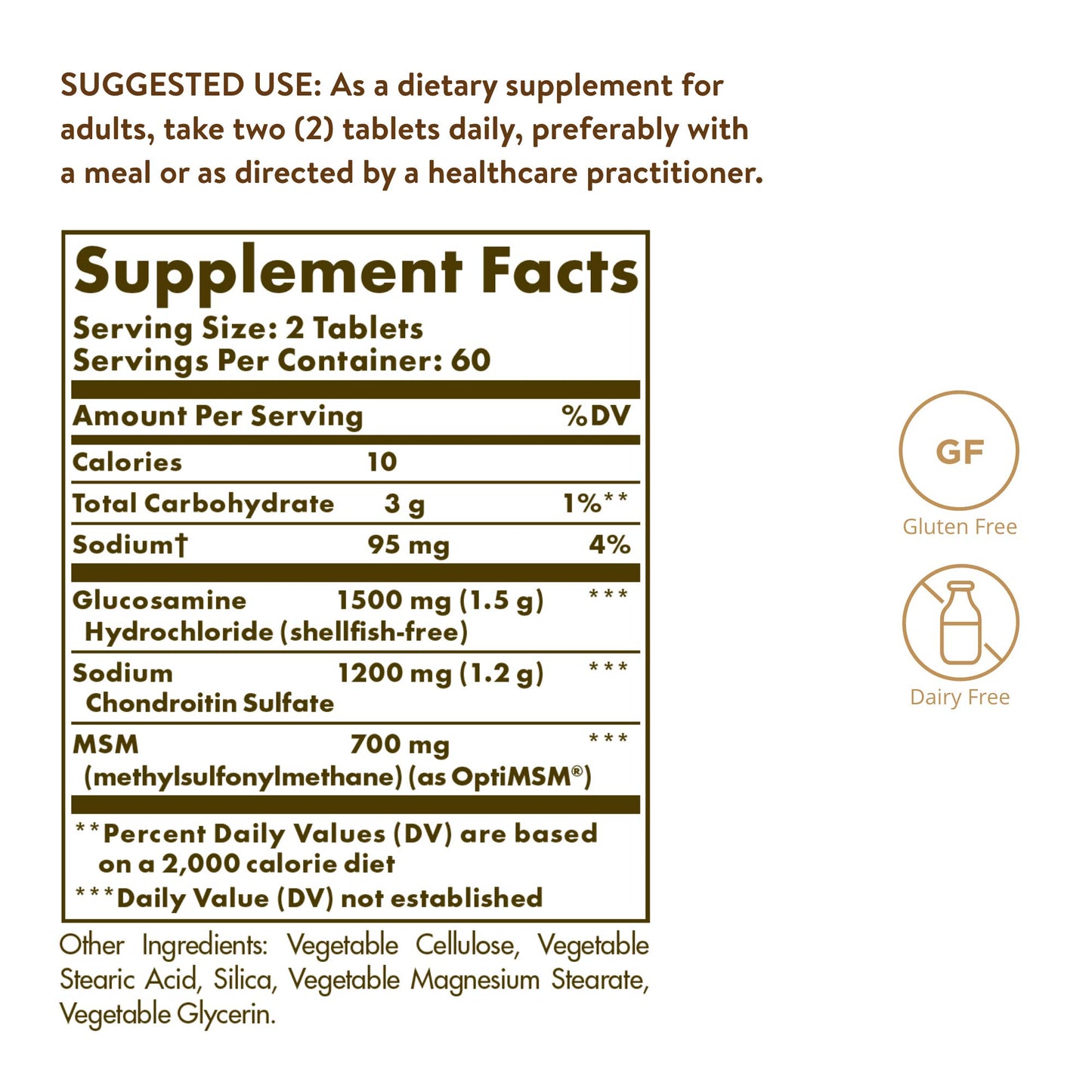 Solgar Triple Strength Glucosamine Chondroitin MSM Tablets, 120 Count