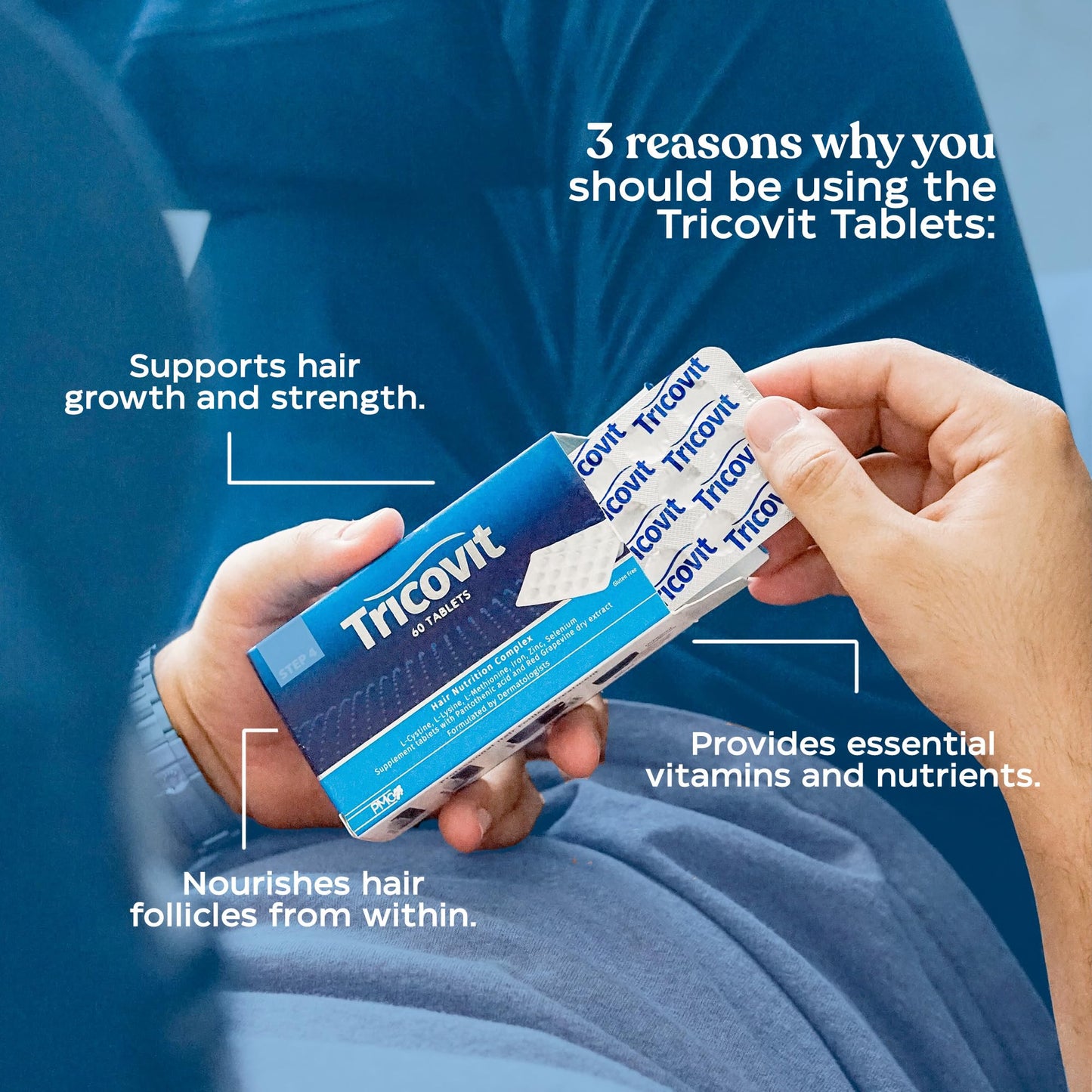 Tricovit Hair Growth Supplement - Nail & Hair Health Vitamins with Amino Acids, Minerals & Antioxidants, 60 Tablets
