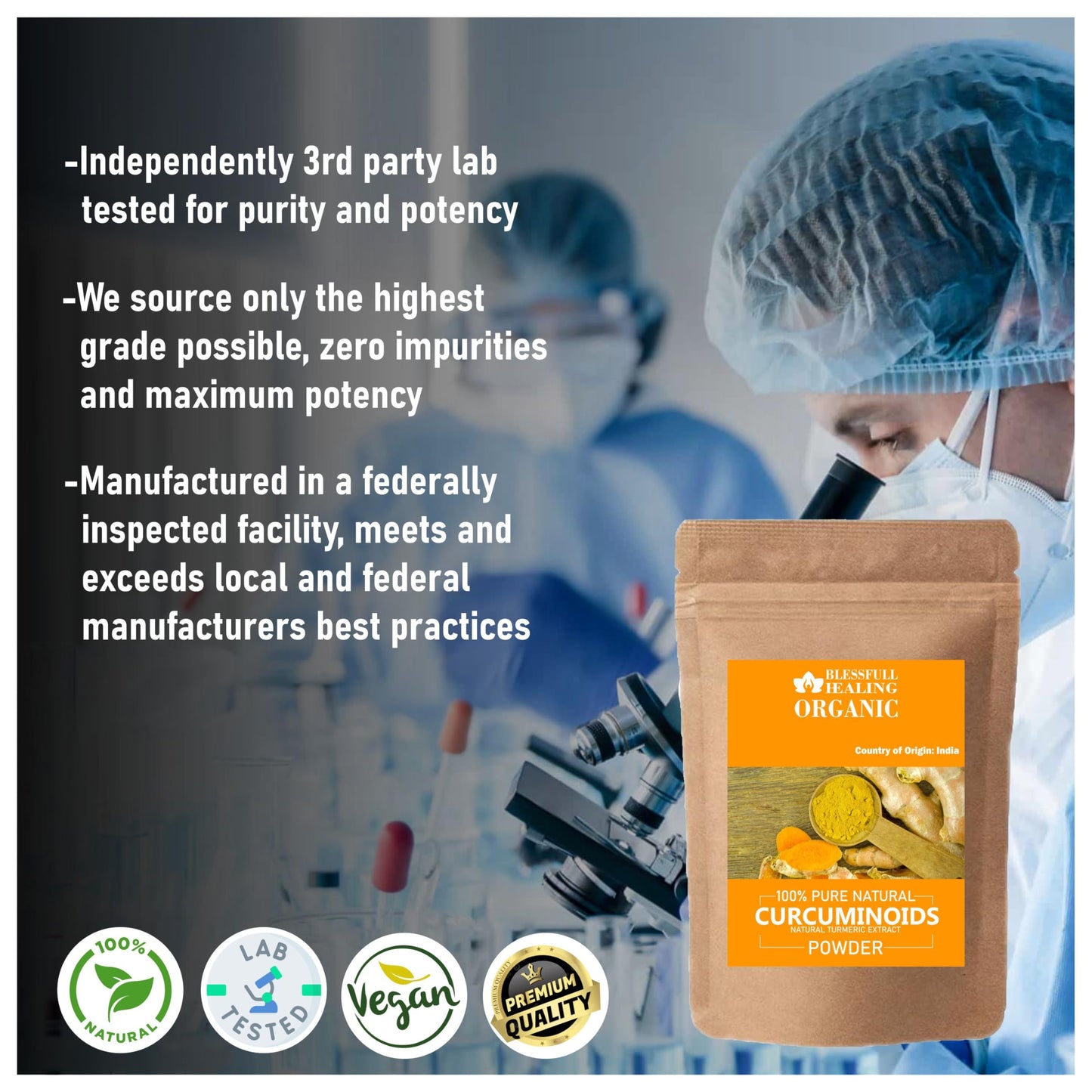 Blessfull Healing Organic Curcuminoids Powder, 300 Gram