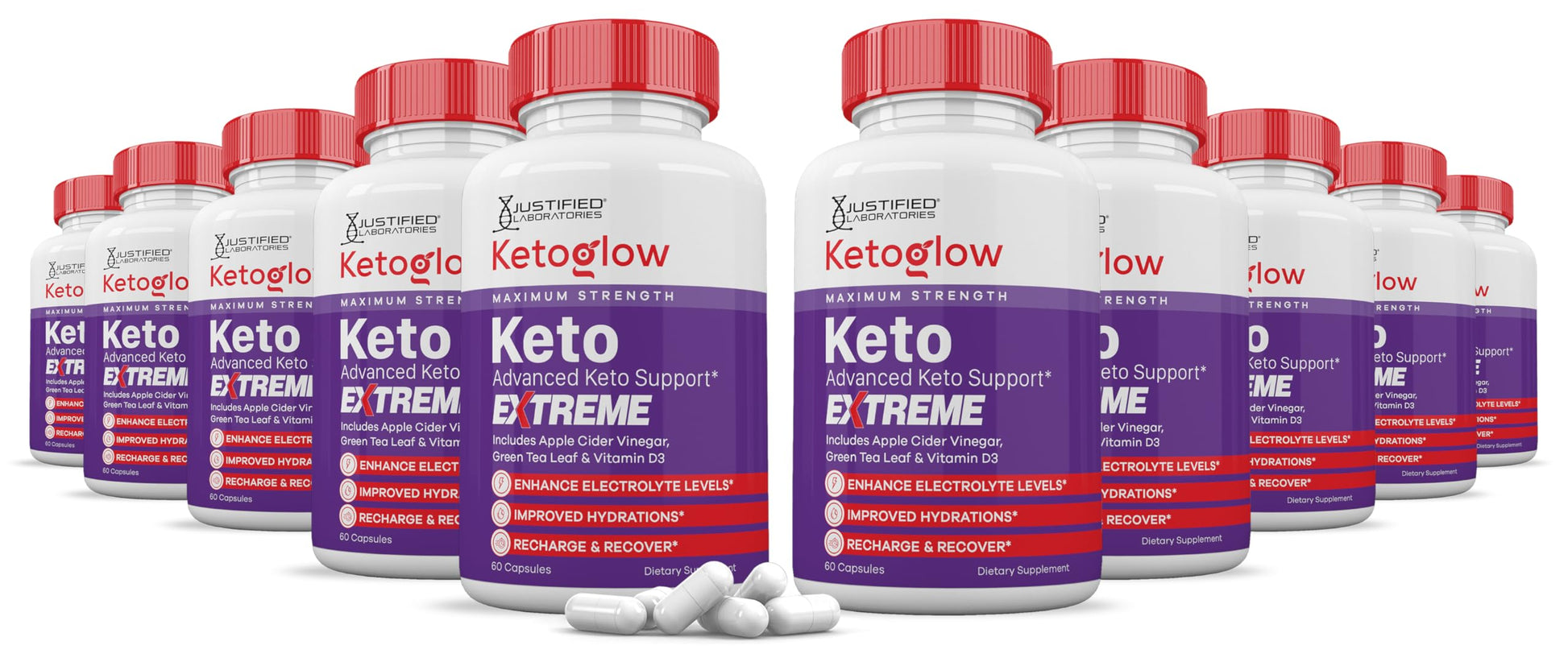 Justified Laboratories Keto Glow Keto ACV Extreme Pills 1675MG Keto Support Blend Capsules, 180 Count