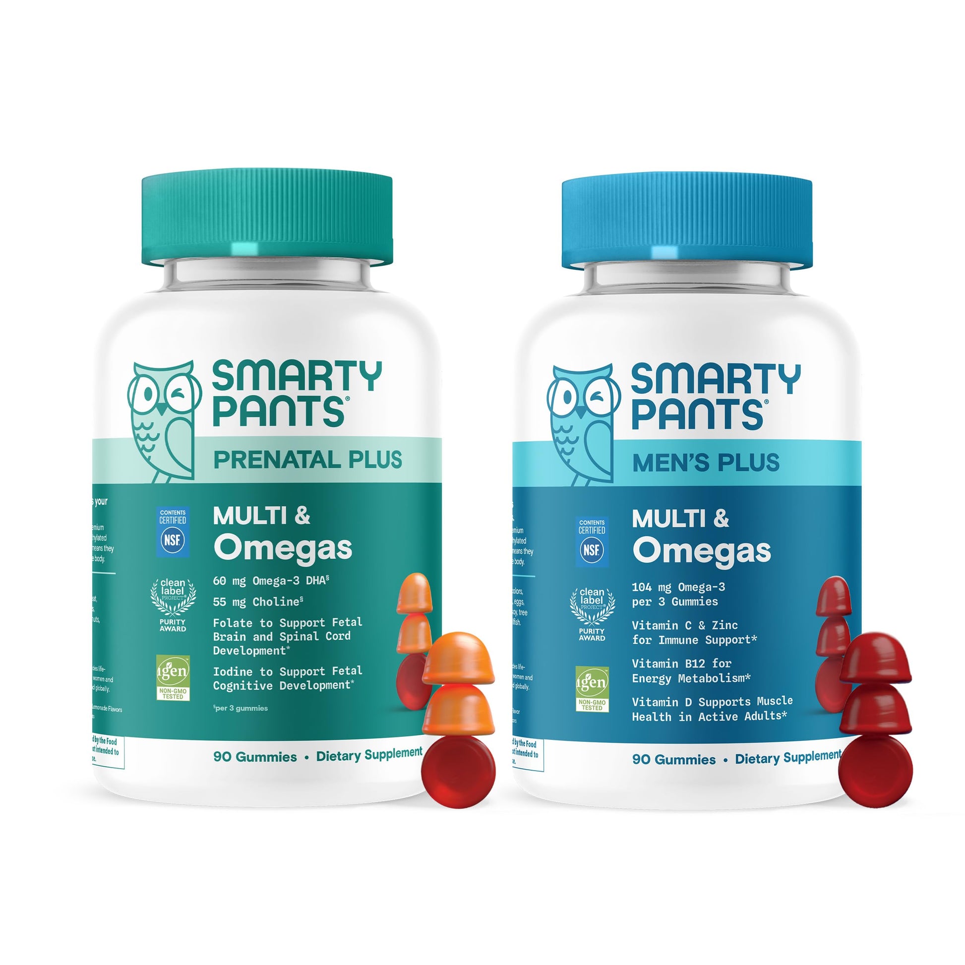 SmartyPants Prenatal & Men’s Daily Nutrition Bundle Multivitamin Gummies with Omega-3, Methylfolate, Vitamins D3, B12, C, A & Zinc – Clean Label, Gluten Free, 180 Gummies