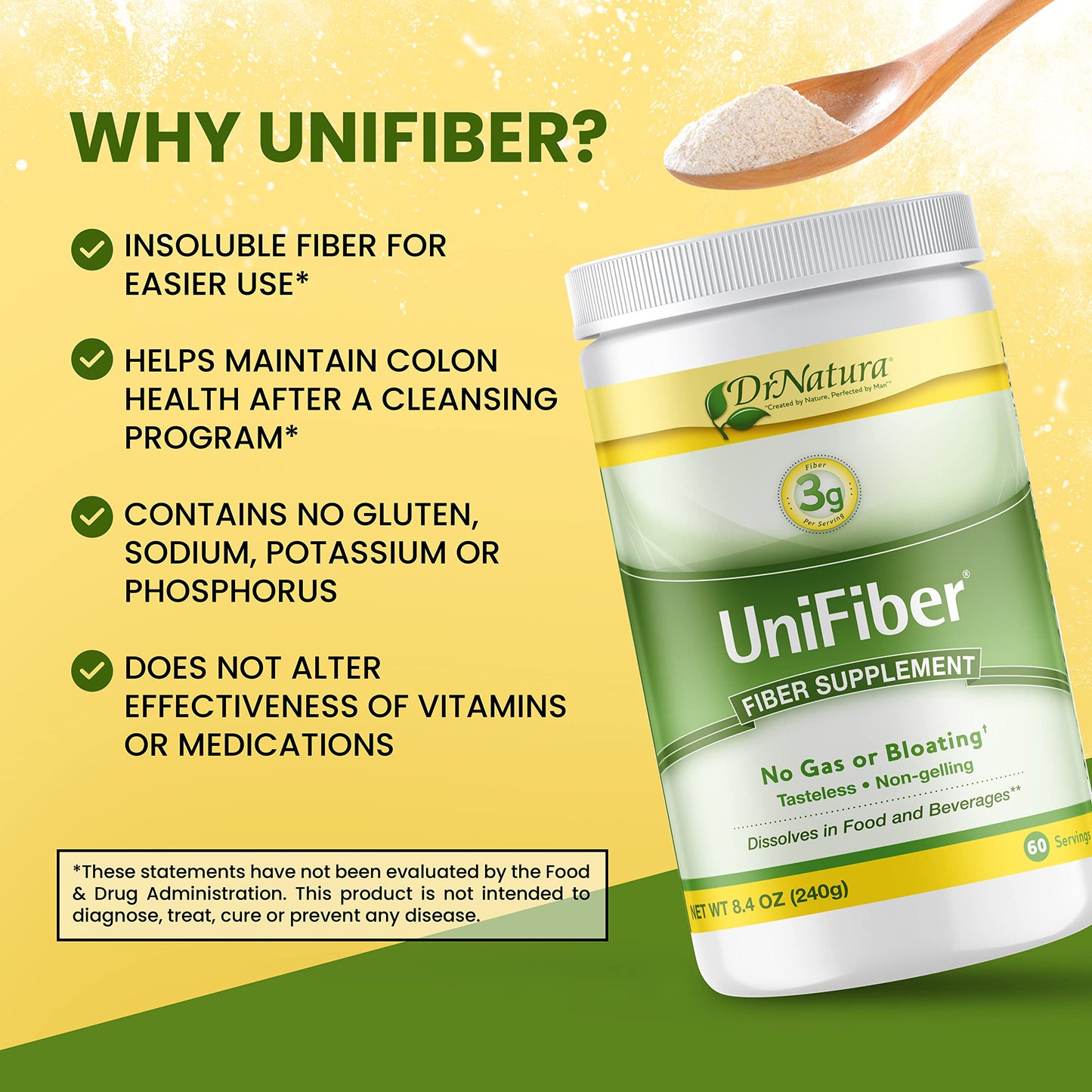 DrNatura Unifiber Natural Fiber Supplement Powder 8.4 Ounce