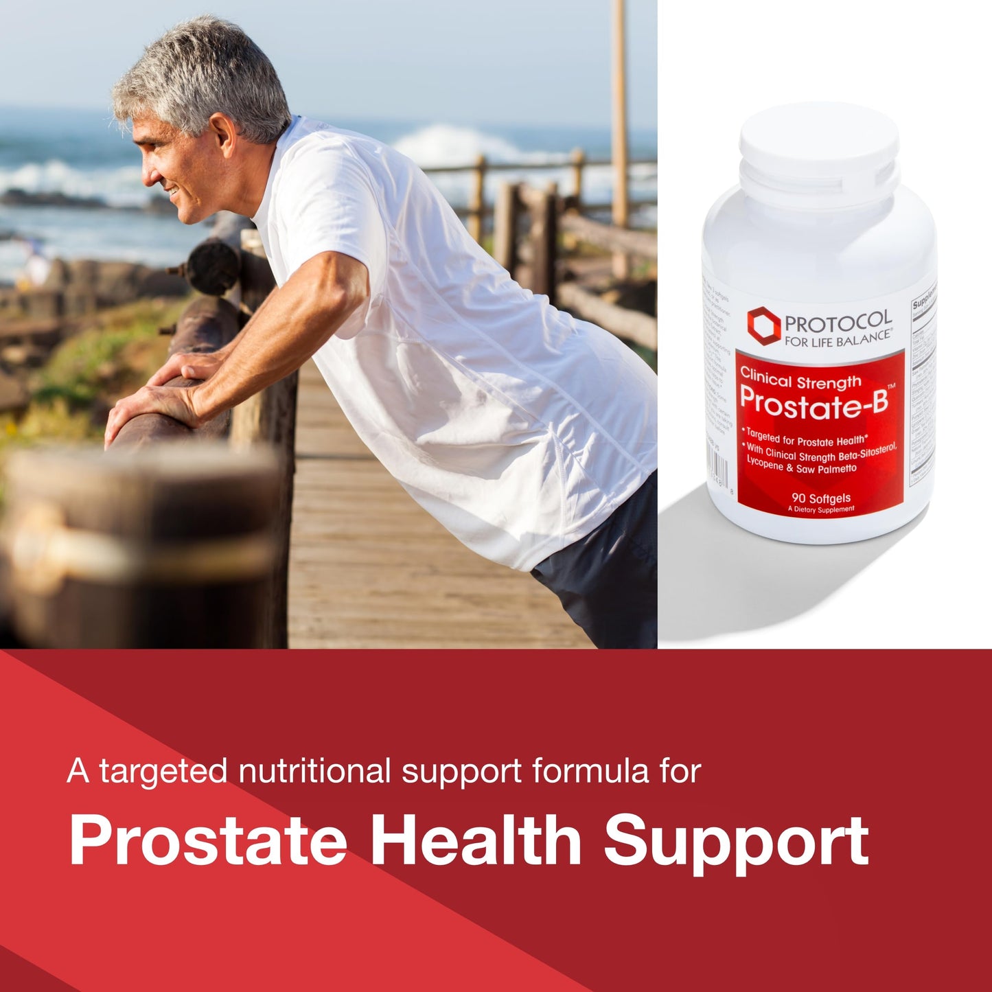 PROTOCOL FOR LIFE BALANCE Prostate-B Clinical Strength - Prostate Health Supplement for Men - with Beta Sitosterol, Lycopene & Saw Palmetto Softgels 90