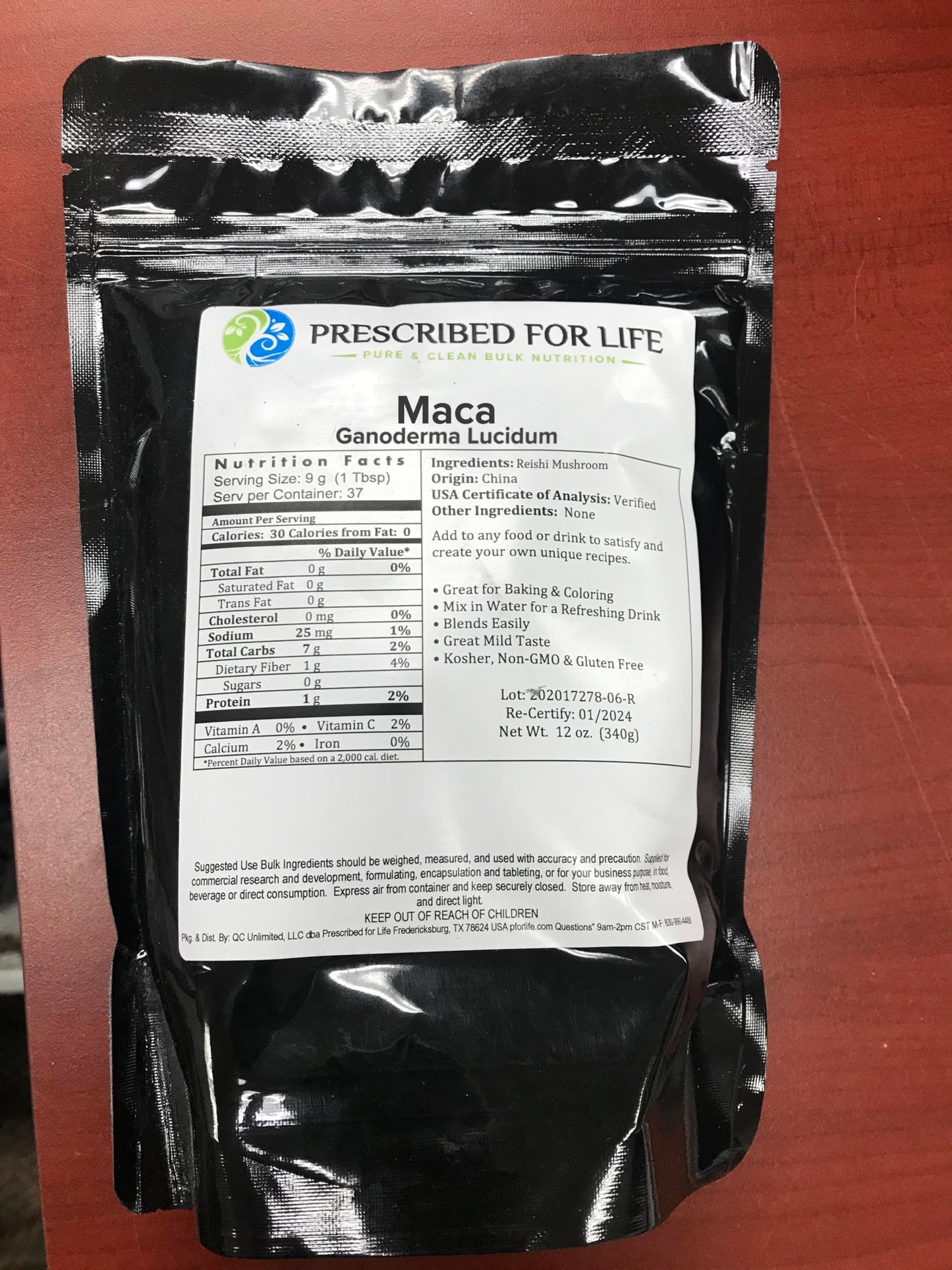 Prescribed For Life Organic Maca Root Powder, 11.99 Ounce