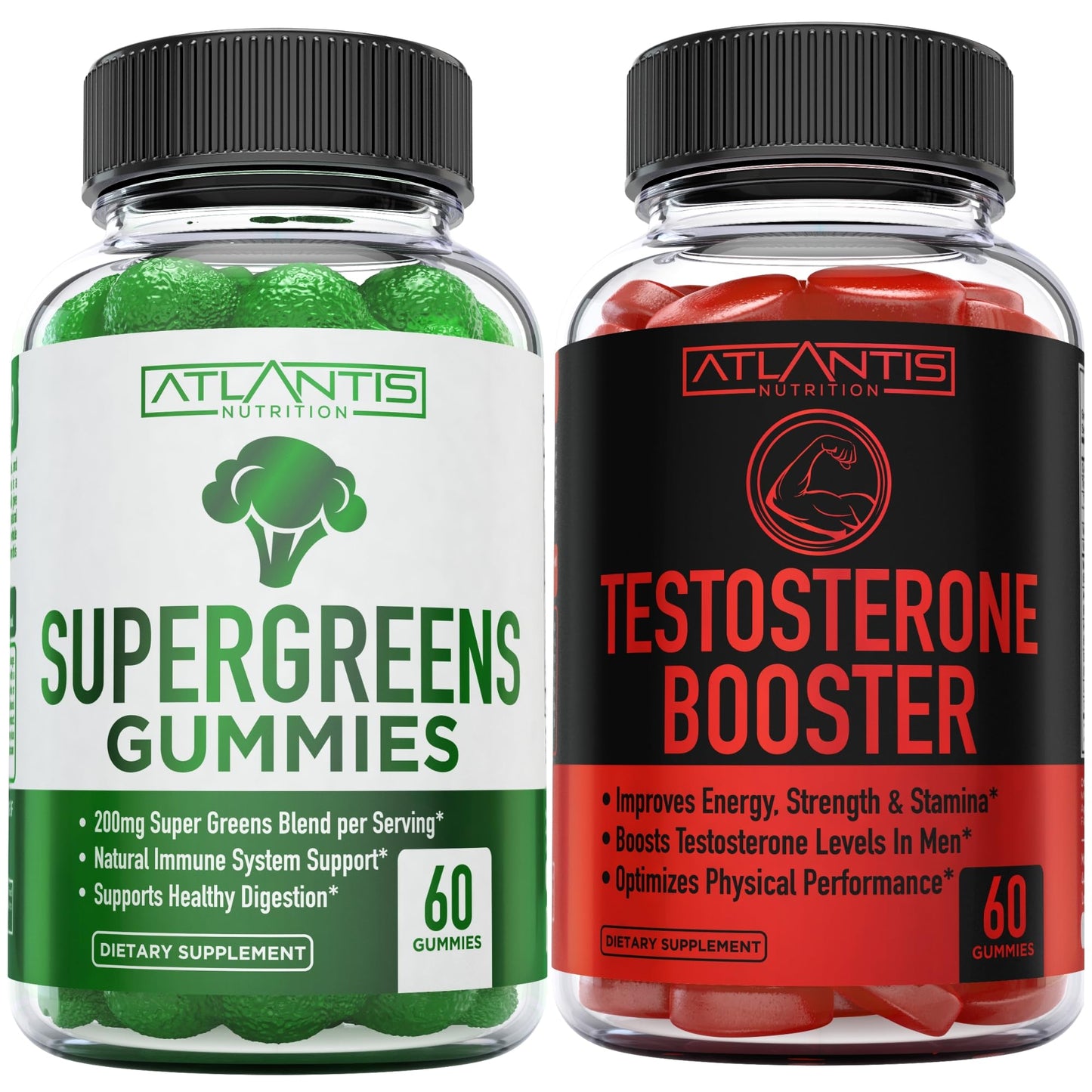 Atlantis Nutrition Supergreens & Testosterone Booster, 120 Gummies