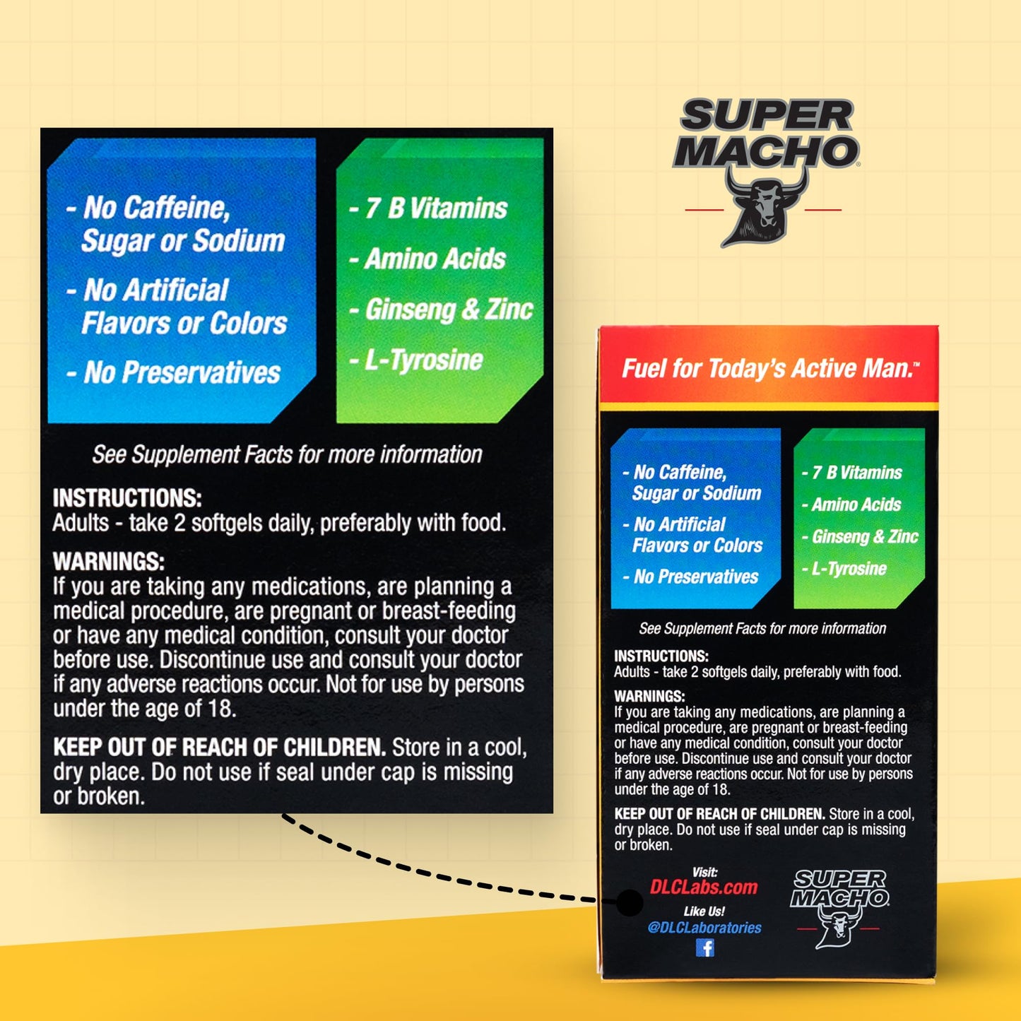 Super Macho High Potency B Vitamins and Amino Acids Softgels 50 Count