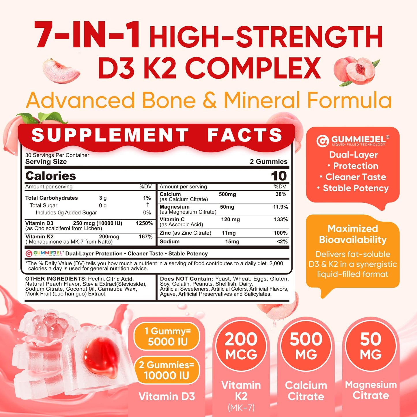 LILICARE Vitamin D3 K2 120 Gummies