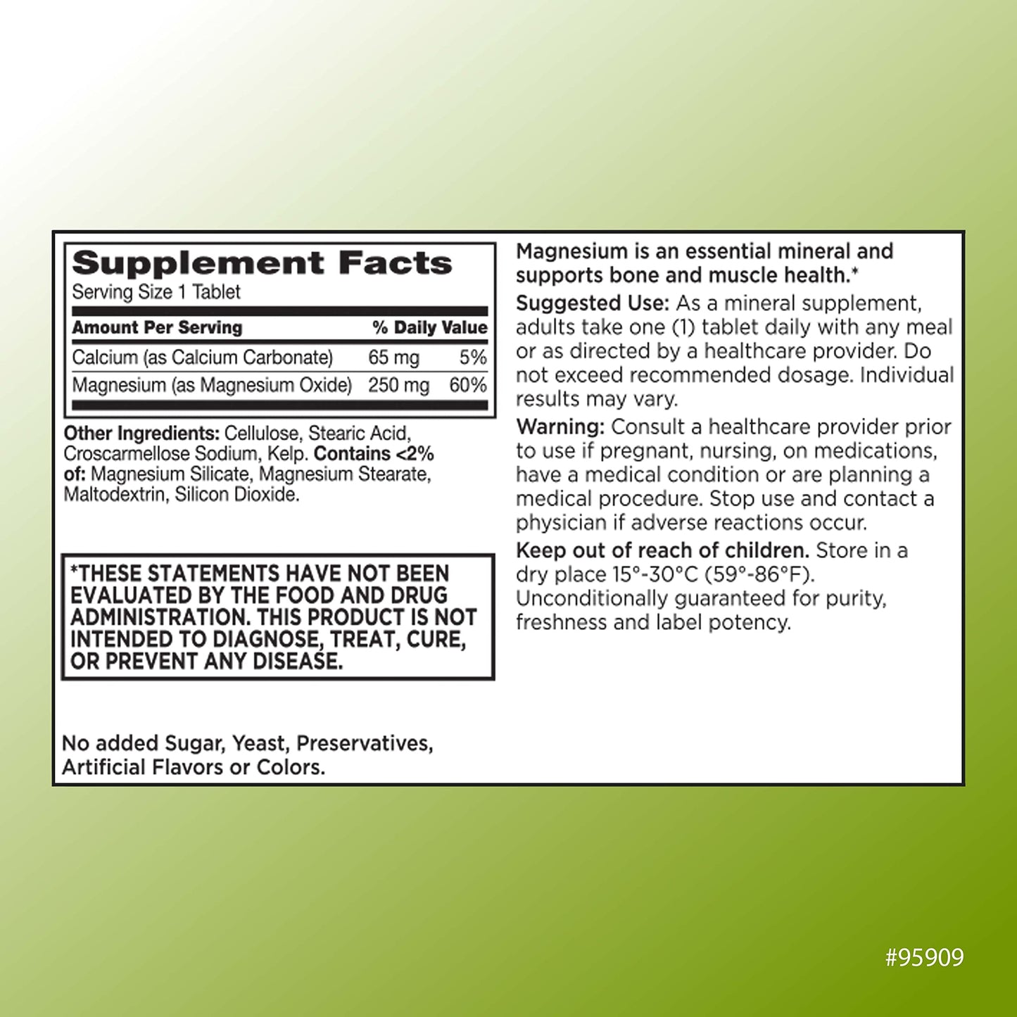 Quality Choice Magnesium Oxide 250 mg Tablets, 100 Count