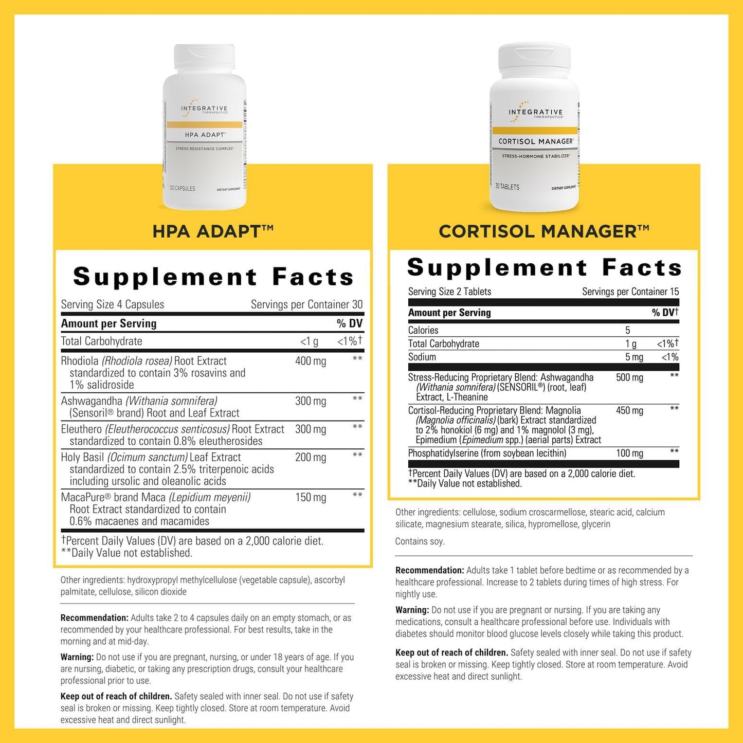 Integrative Therapeutics Cortisol Manager & HPA Adapt Tablets, 150