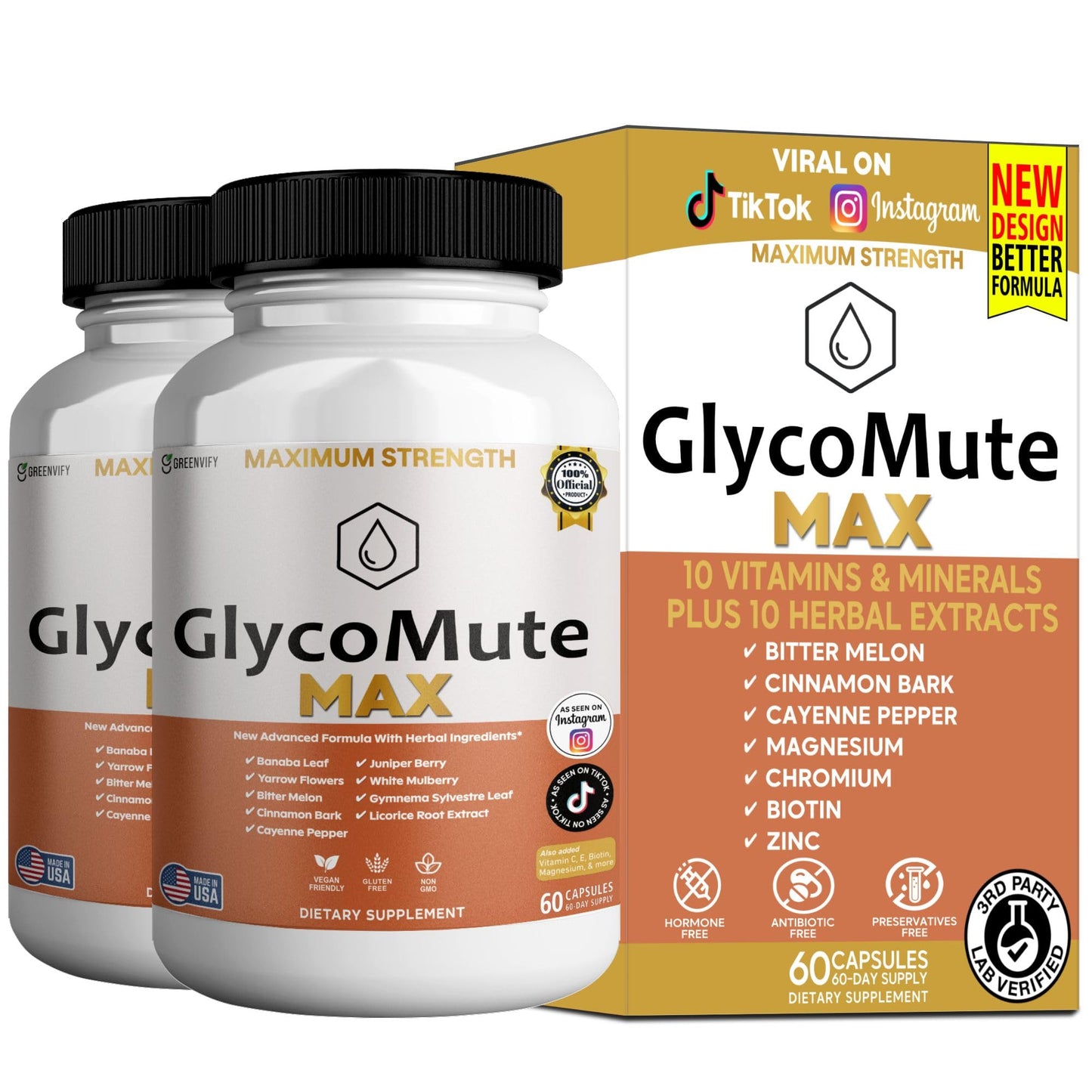 GREENVIFY GlycoMute MAX Supplement Maximum Strength Formula Capsules 60