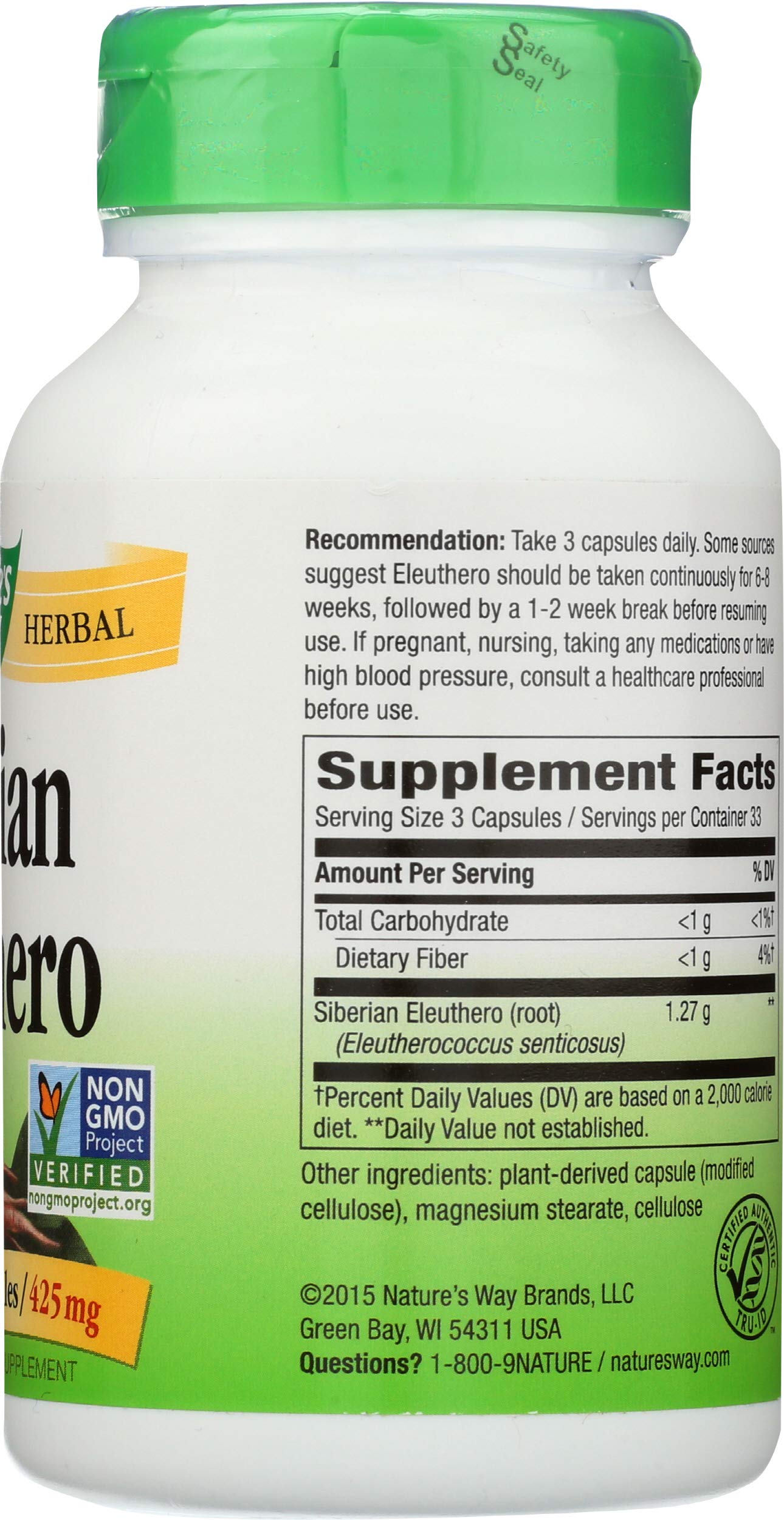 Nature's Way Siberian Eleuthero Root Capsules 100