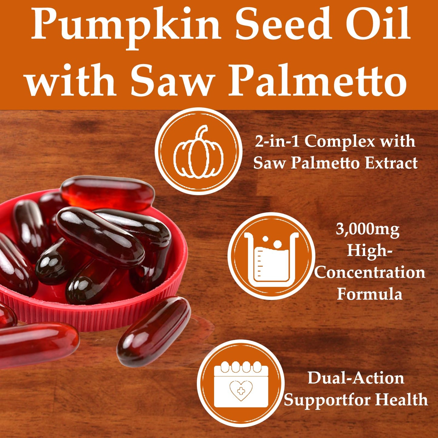 EILTEAU Pumpkin Seed Oil with Saw Palmetto Capsule, 180 Count