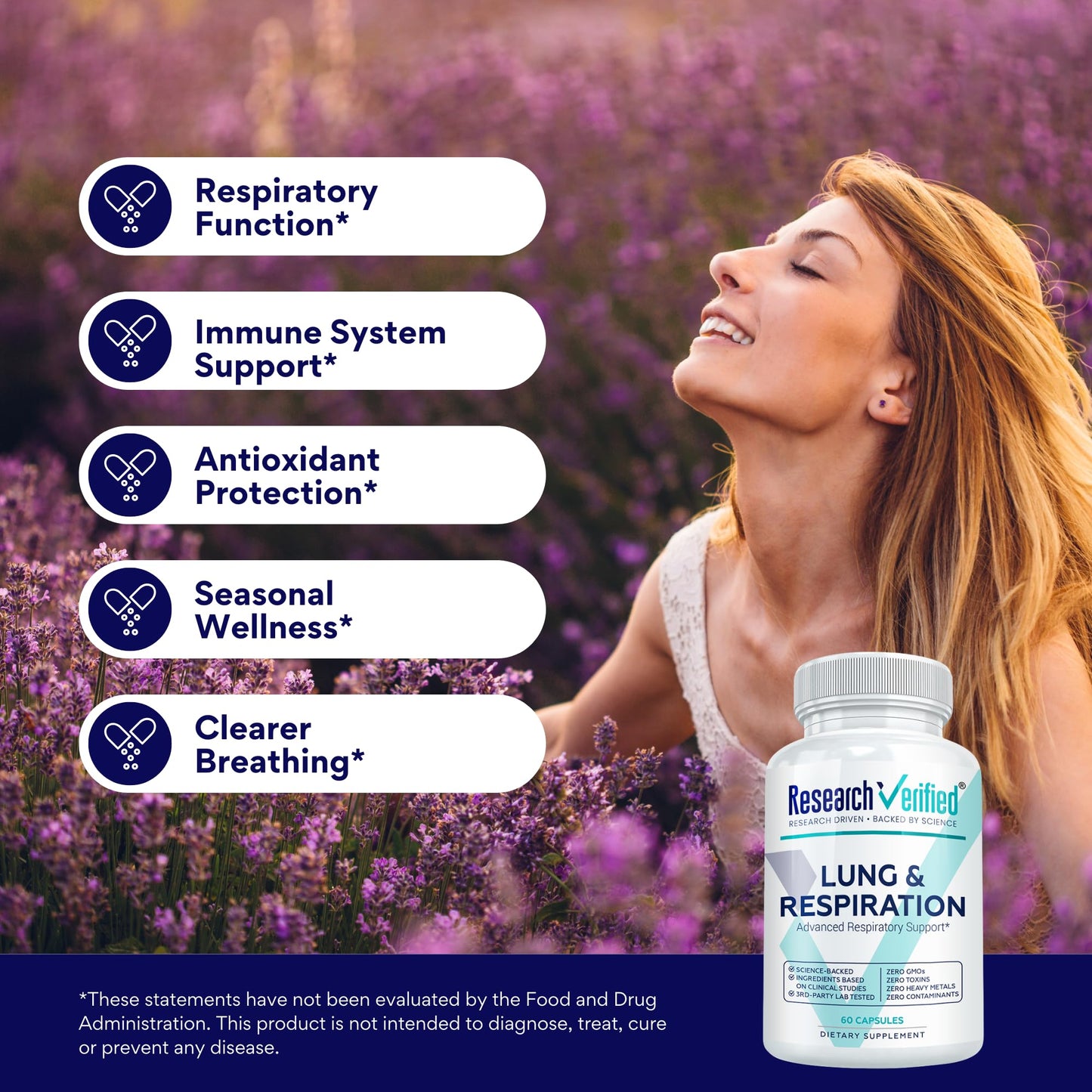 Research Verified Lung and Respiration - Seasonal Allergy and Sinus Support, 60 Capsules