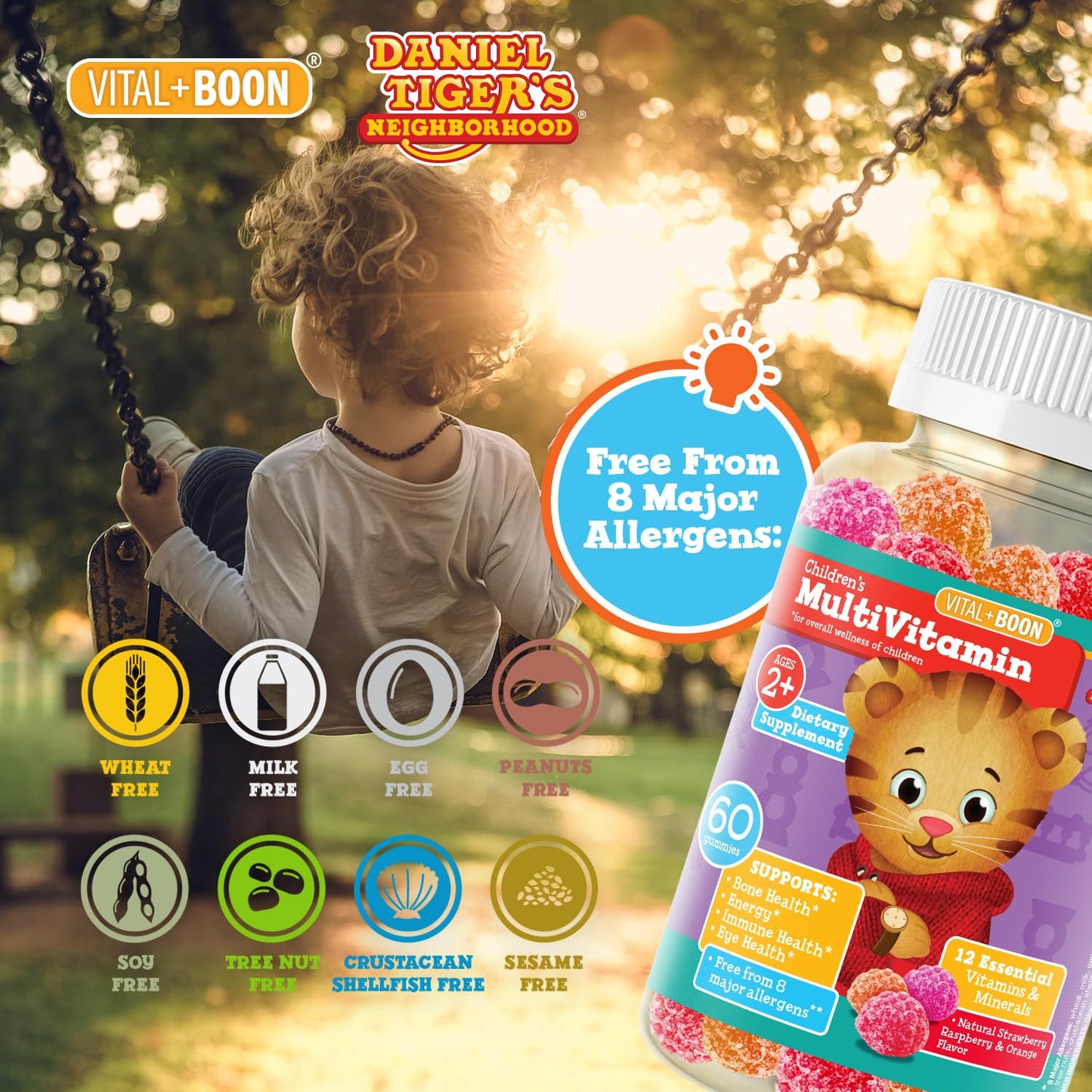 Vital+Boon Daniel Tiger Kids Multivitamin Gummies 60 Count