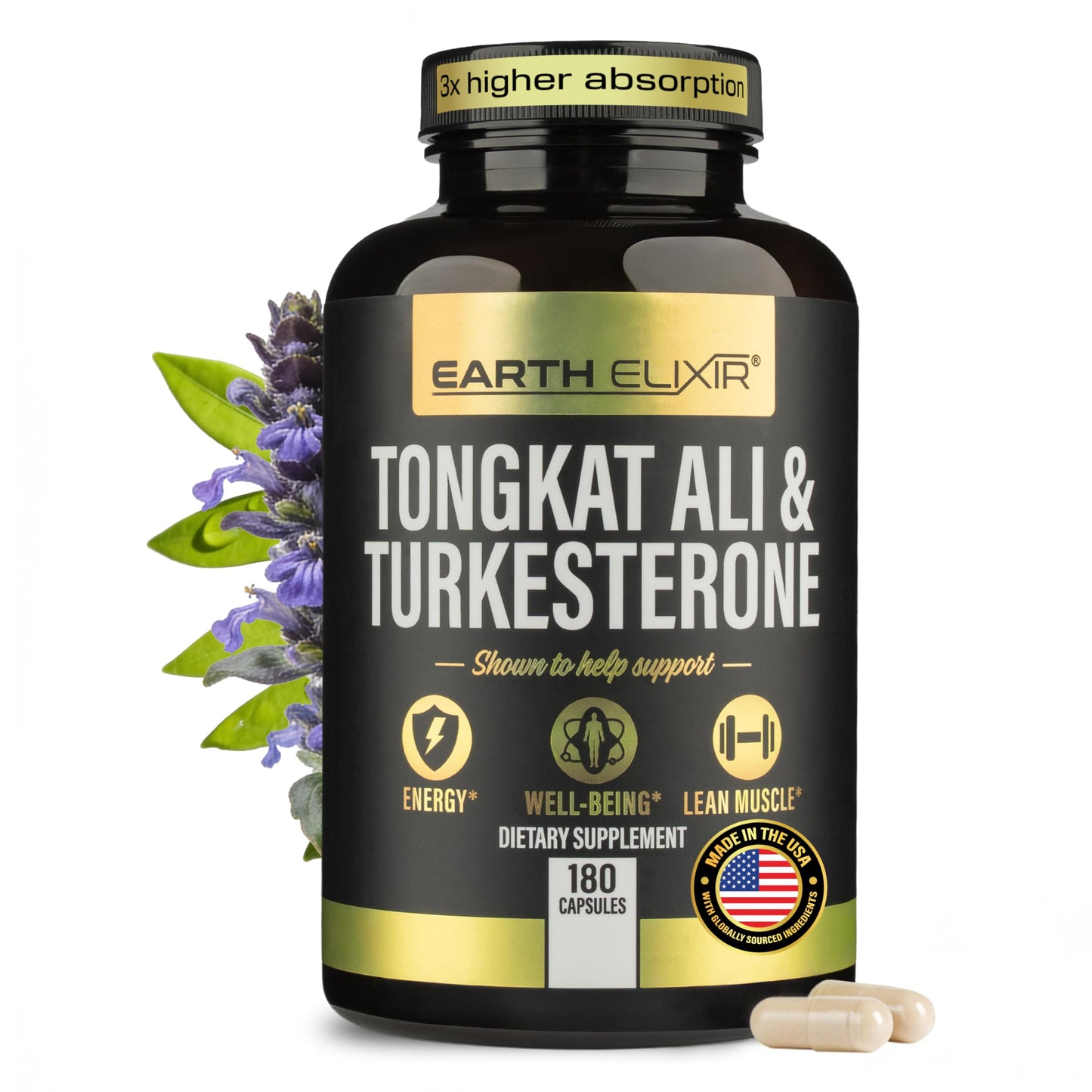 Earth Elixir Turkesterone & Tongkat Ali for Men & Women Capsule 180 Count