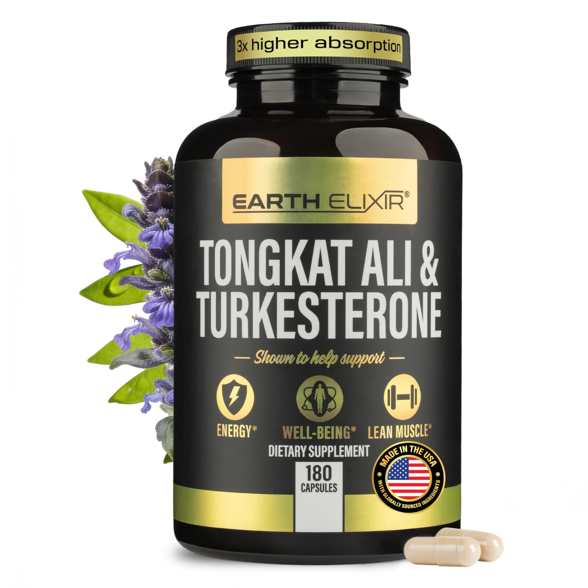 Earth Elixir Turkesterone & Tongkat Ali for Men & Women Capsule 180 Count