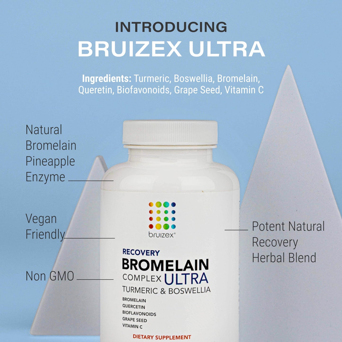 Bruizex Ultra Bromelain and Quercetin Bruising Relief Supplement Capsules, 120 Count