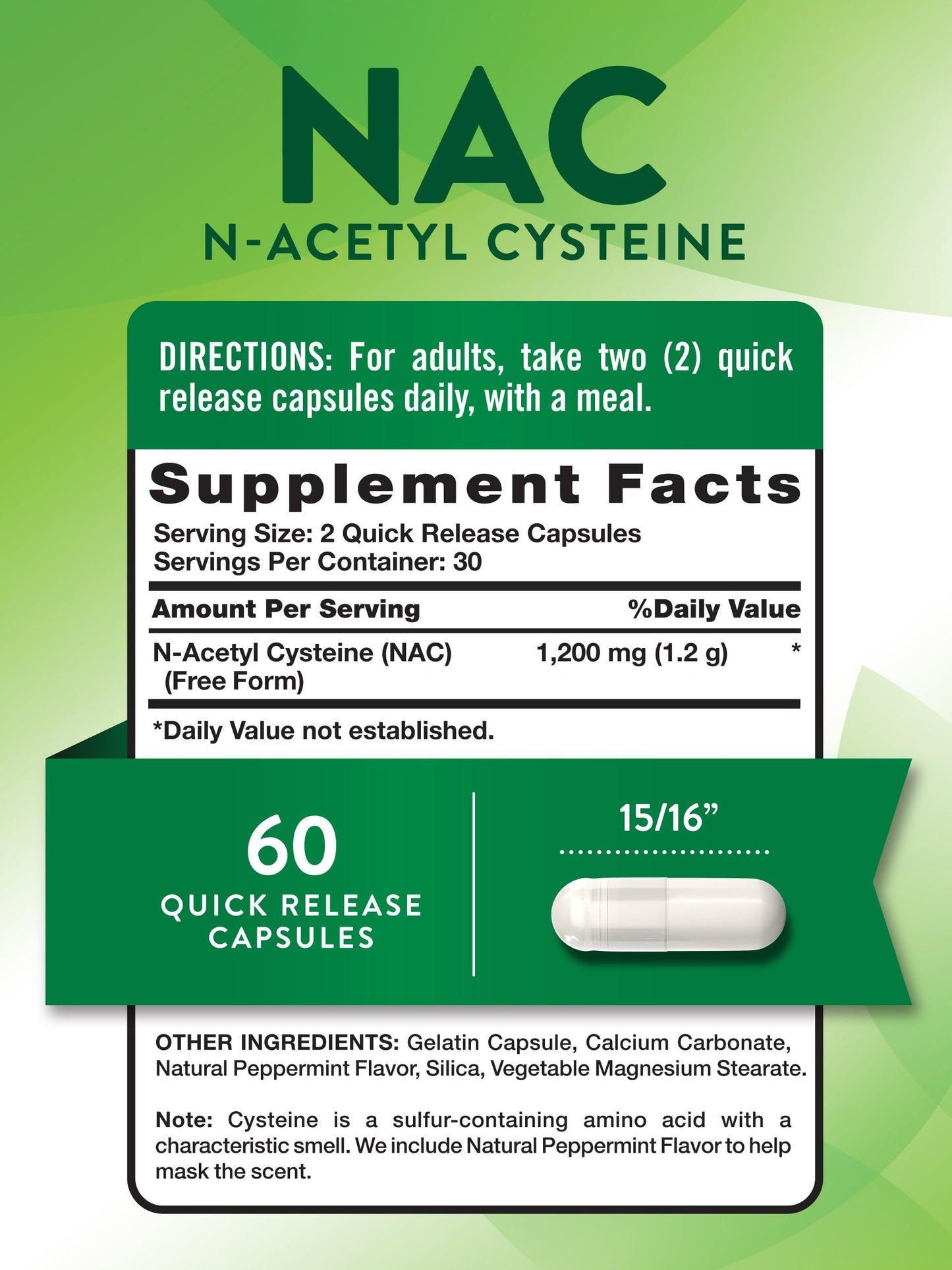 Nature's Truth NAC Supplement Capsules 60 Count