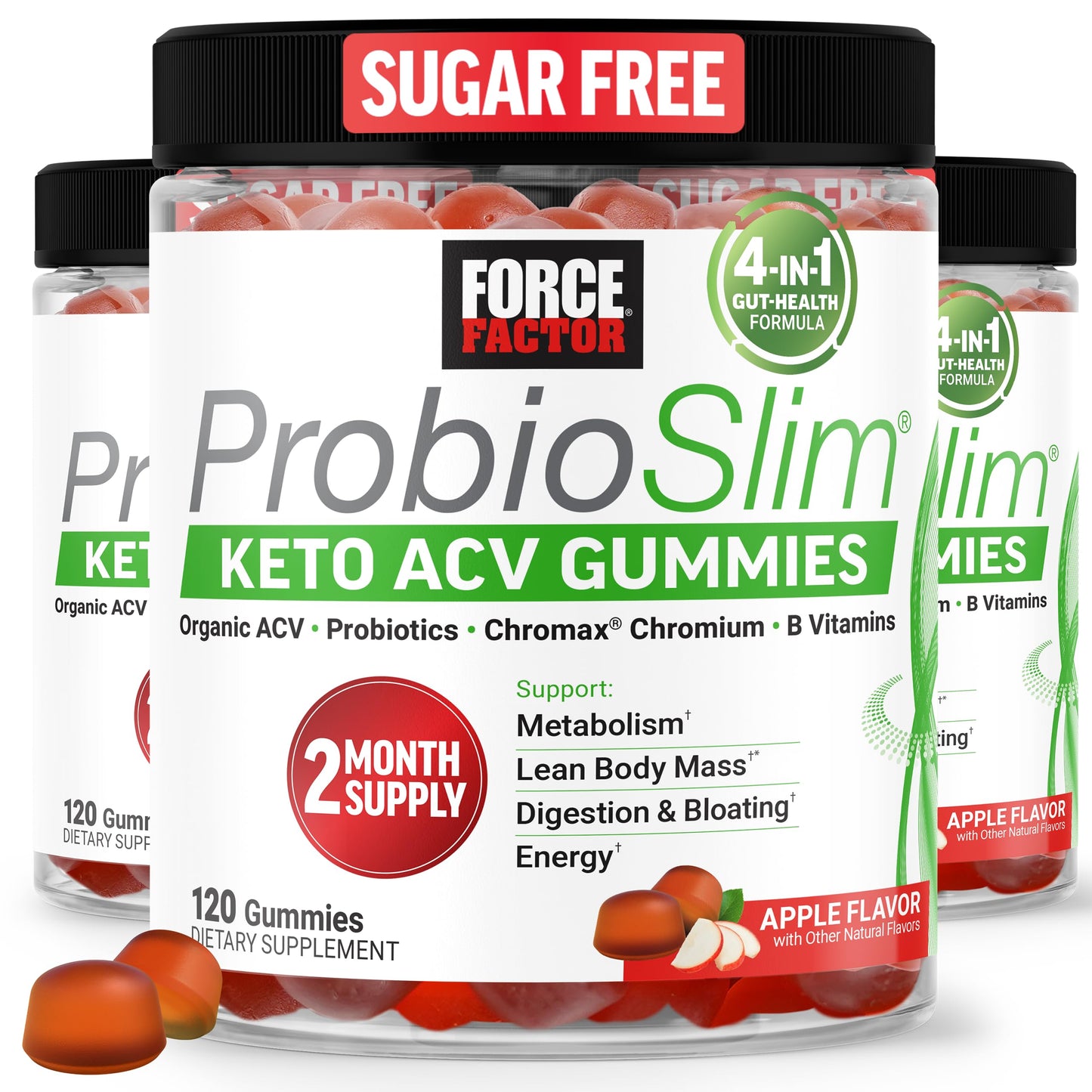 Force Factor ProbioSlim Apple Cider Vinegar Gummies, Keto ACV Gummies with LactoSpore Probiotics & Prebiotics to Support Digestion, Metabolism & Immune Health, 360 Gummies