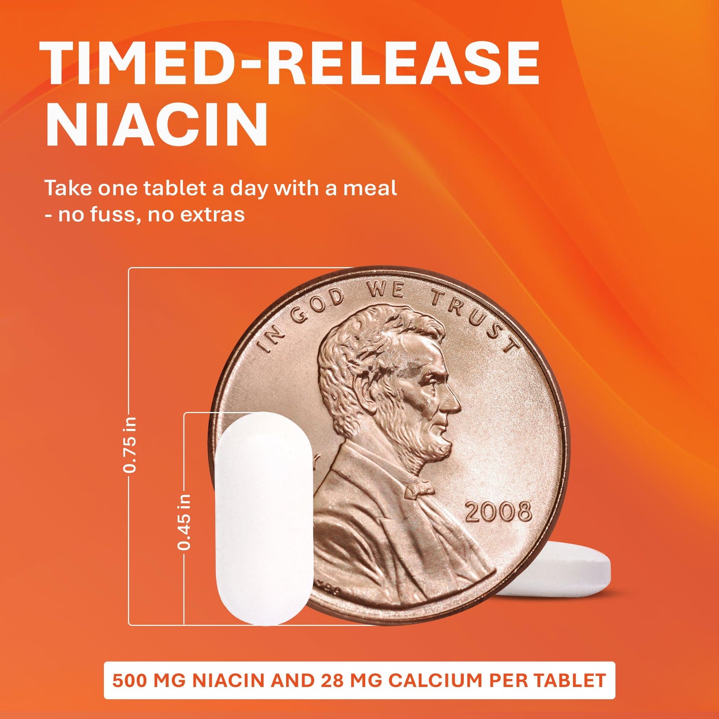 Rugby Laboratories Timed-Release Niacin 500mg with 28mg Calcium Tablet, 300 Tablets