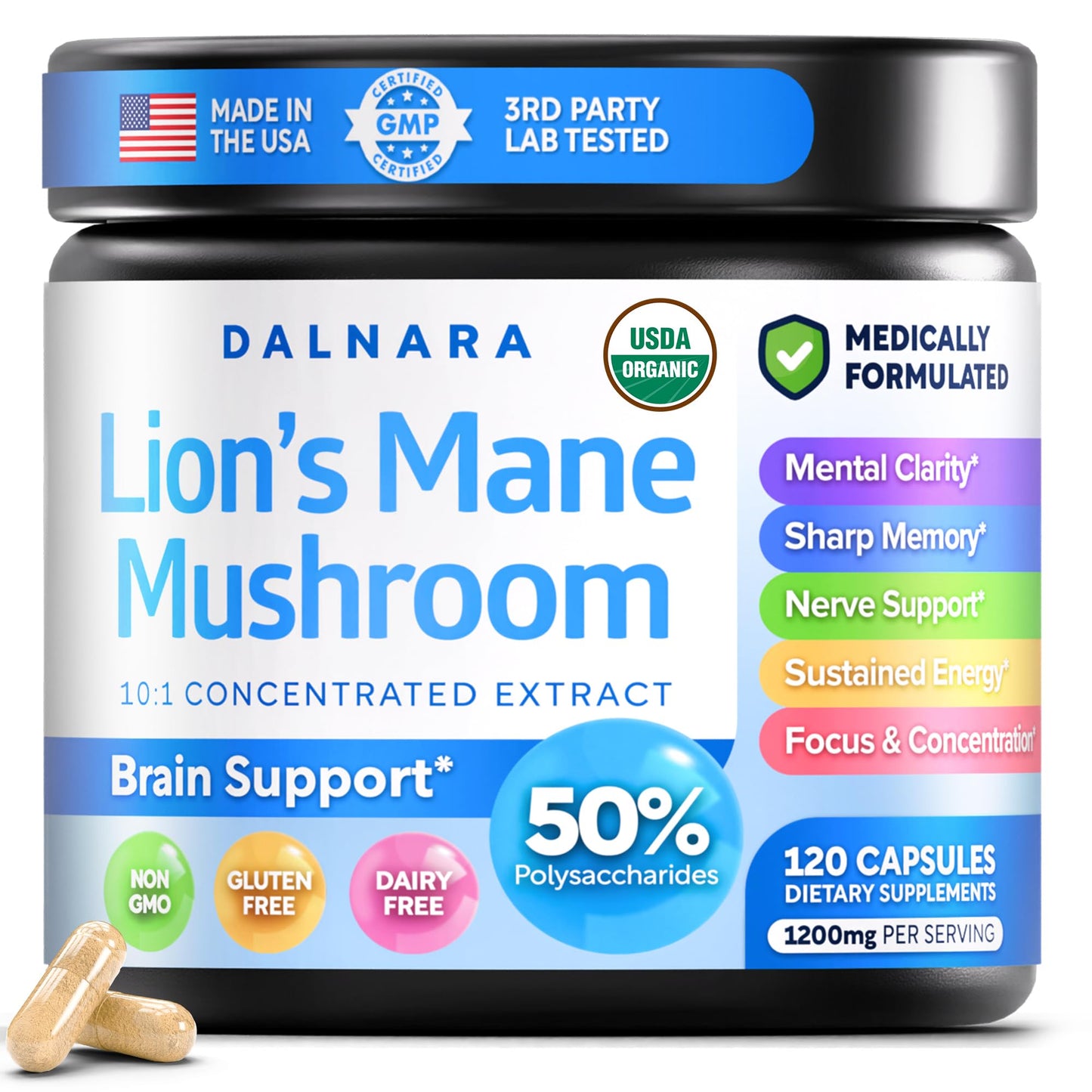 Dalnara USDA Organic Lion's Mane Capsule 120 Capsules
