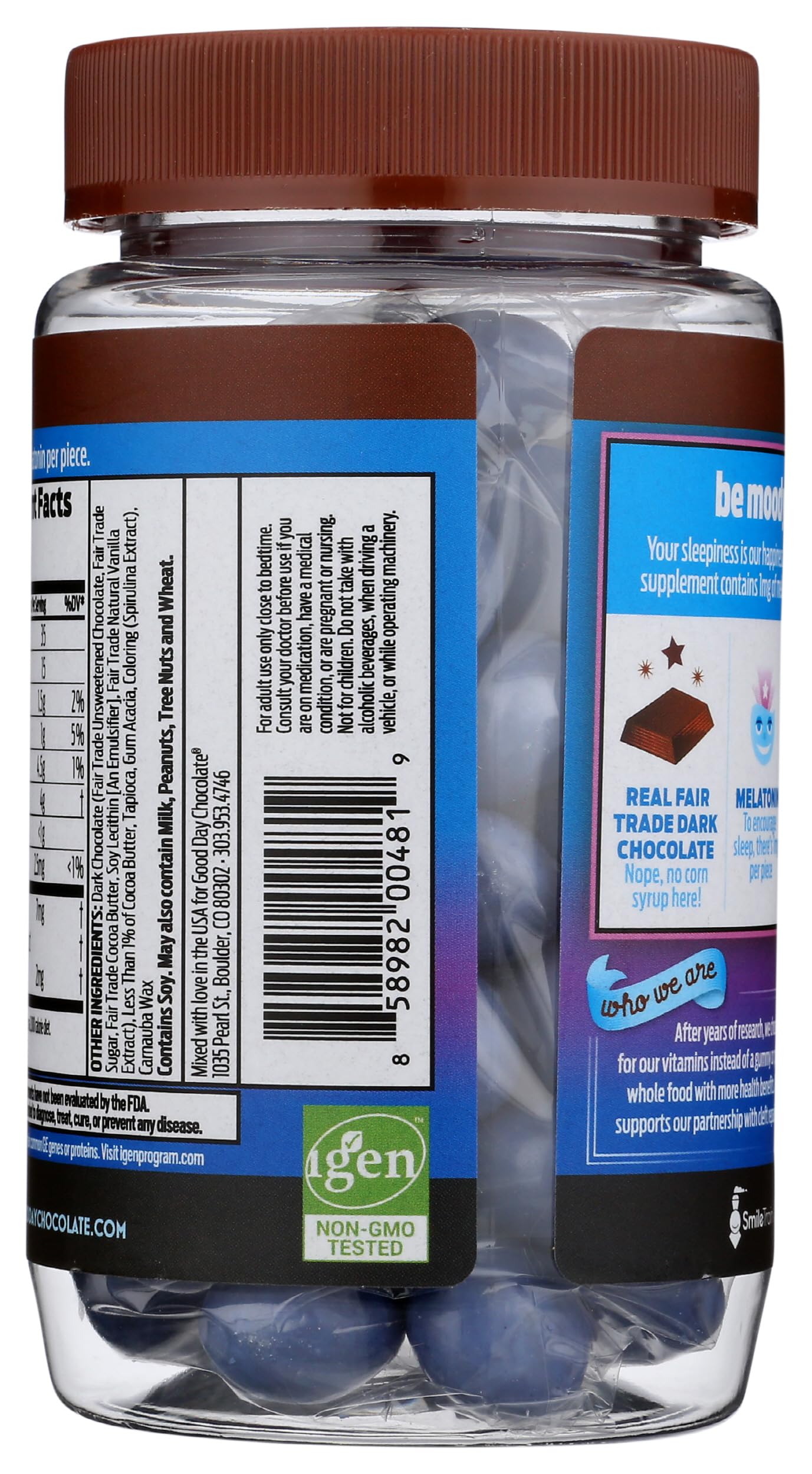 Good Day Chocolate Dark Chocolate Melatonin for Adults Chewable 80 Count