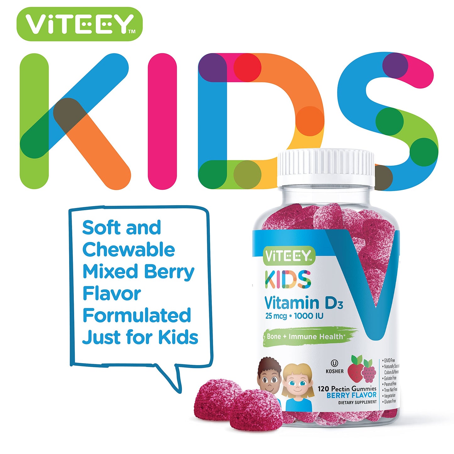 Viteey Vitamin D3 Kids Gummies 120 Count