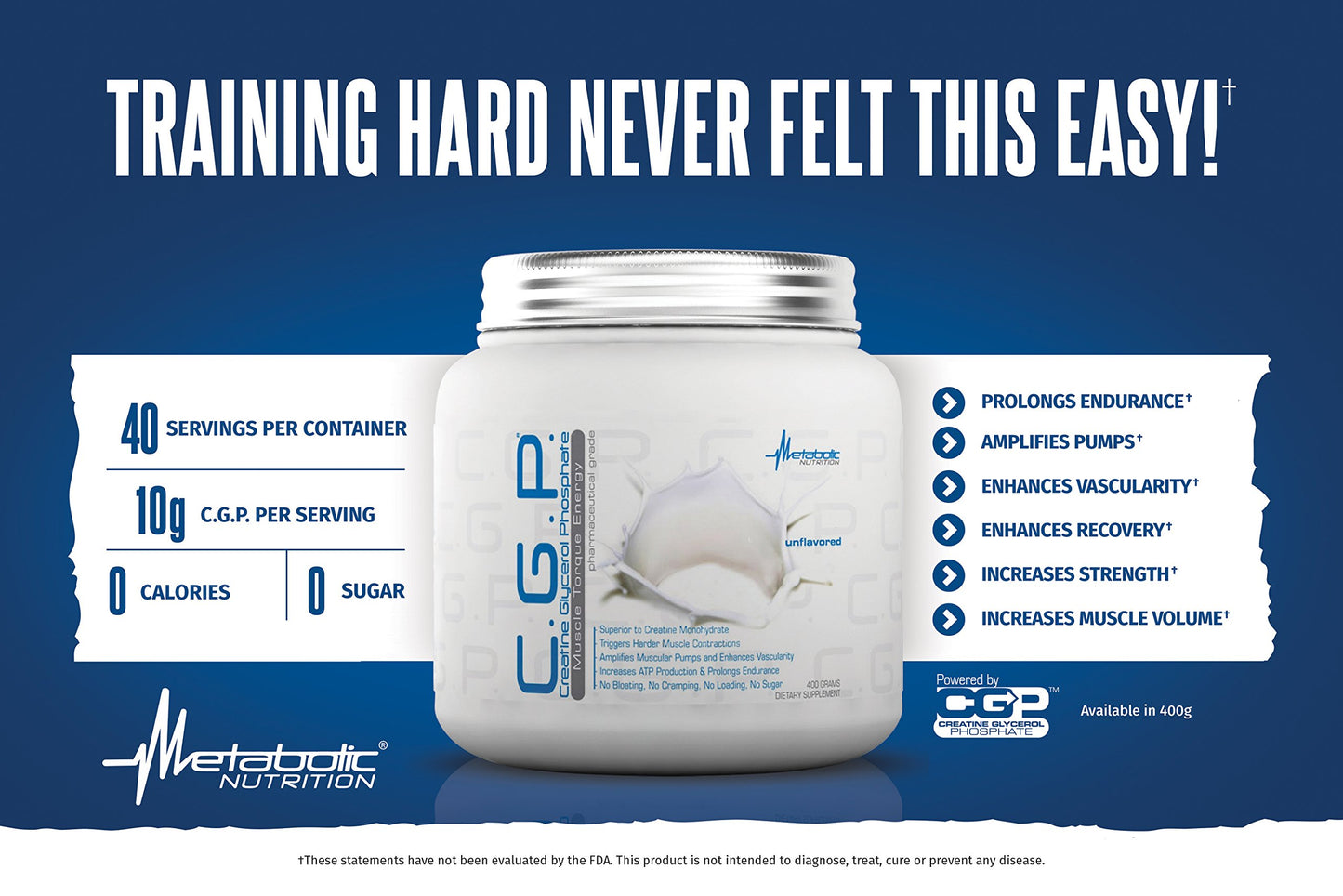 Metabolic Nutrition CGP Creatine Glycerol Phosphate Powder 14.1 oz