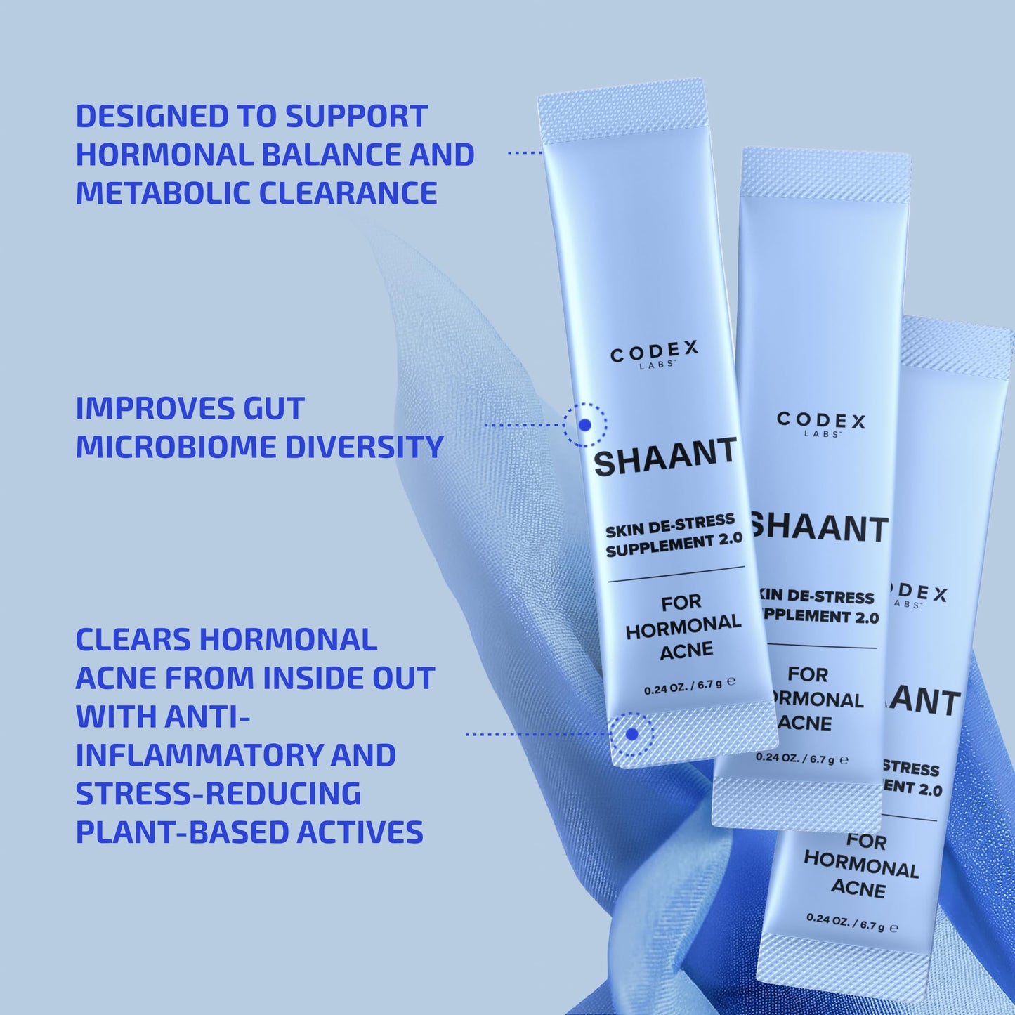 Codex Labs Shaant Skin De-Stress Supplement for Women 30 Softgels