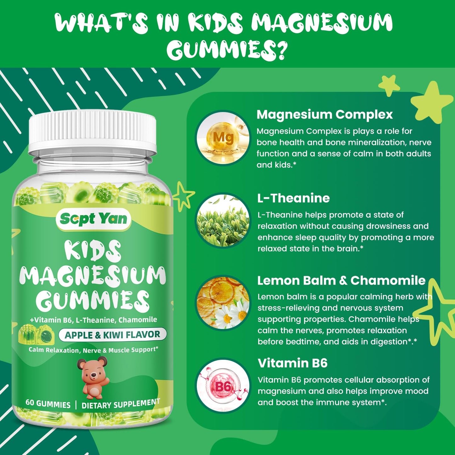 SEPT YAN Magnesium Glycinate Gummies Gummy 60 Count