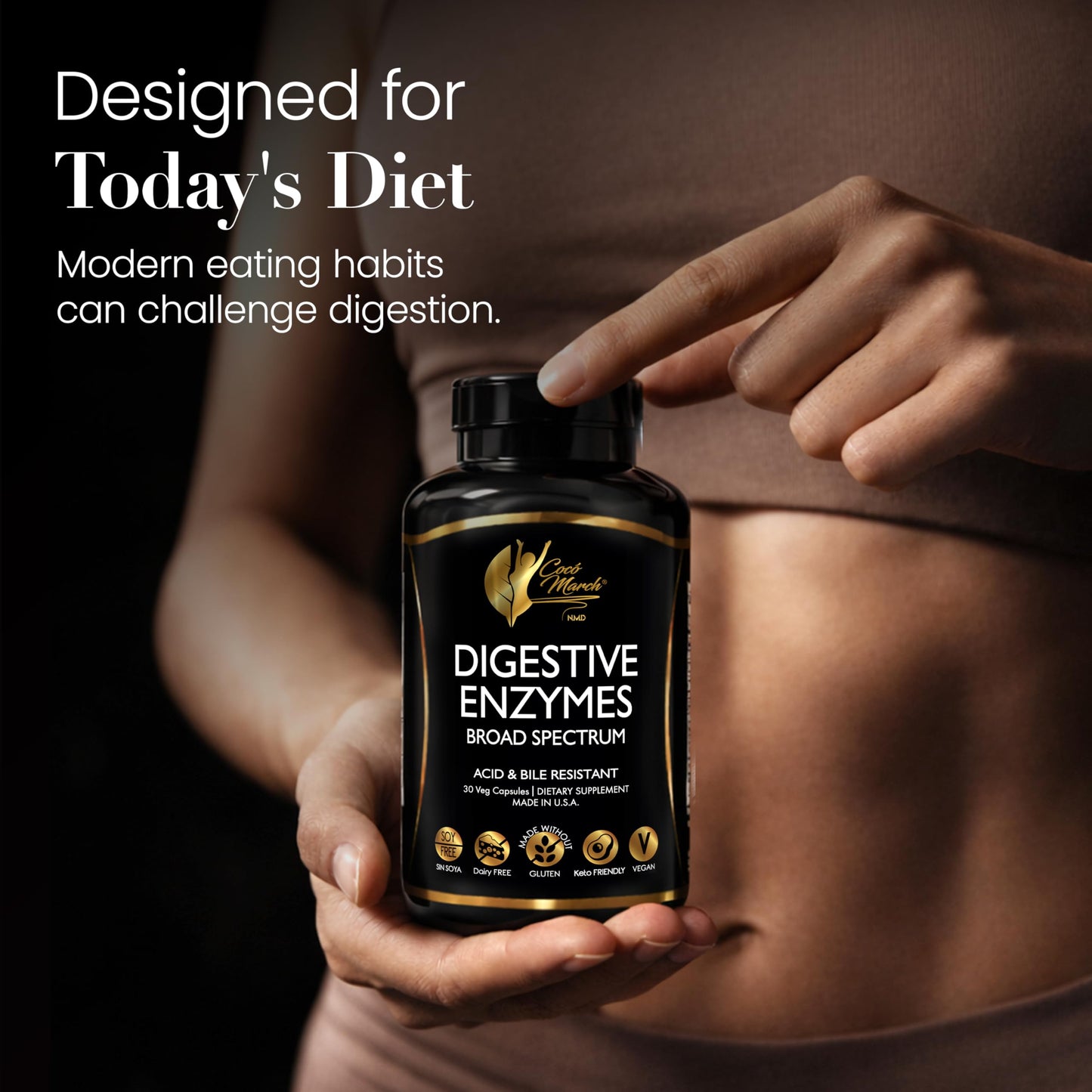 Cocó March N.M.D Digestive Enzymes – Broad Spectrum 18 Enzyme Blend, 30 Veg Capsules