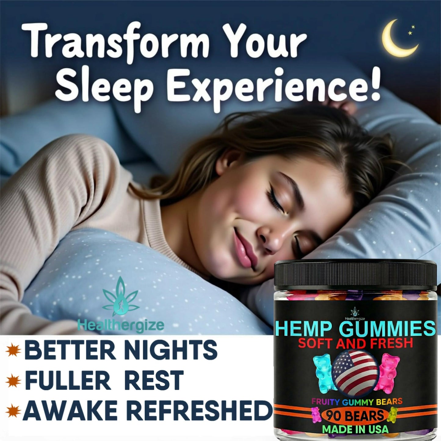 Healthergize Hemp Sleep Support Gummies, 90 Count