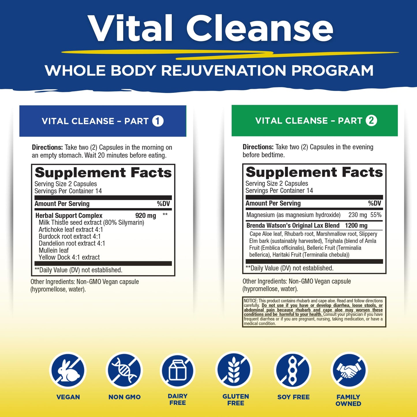 Vital Planet Vital Cleanse with Milk Thistle, Magnesium, Cape Aloe and Herbs Capsule, 56 Count