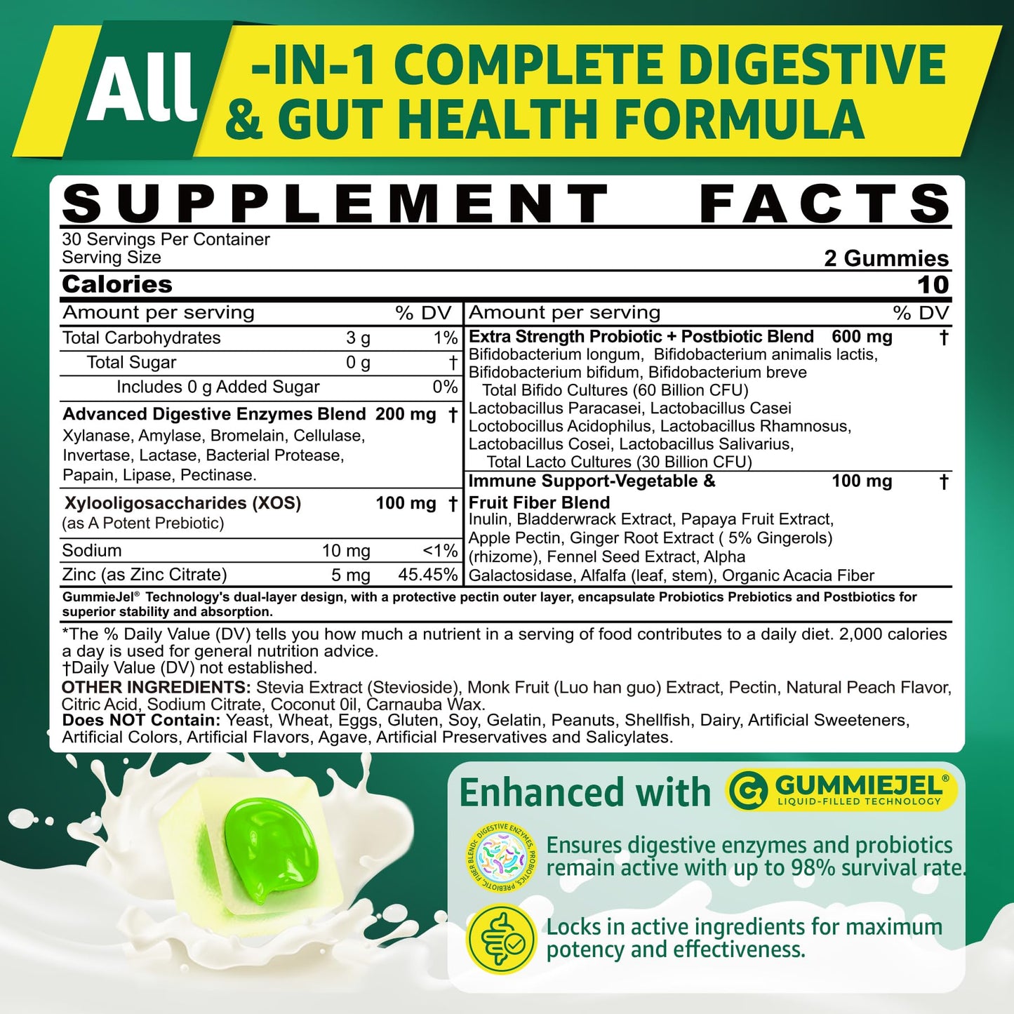 EnvyCure Digestive Enzymes Gummies, Multi-Enzymes, 120 Count