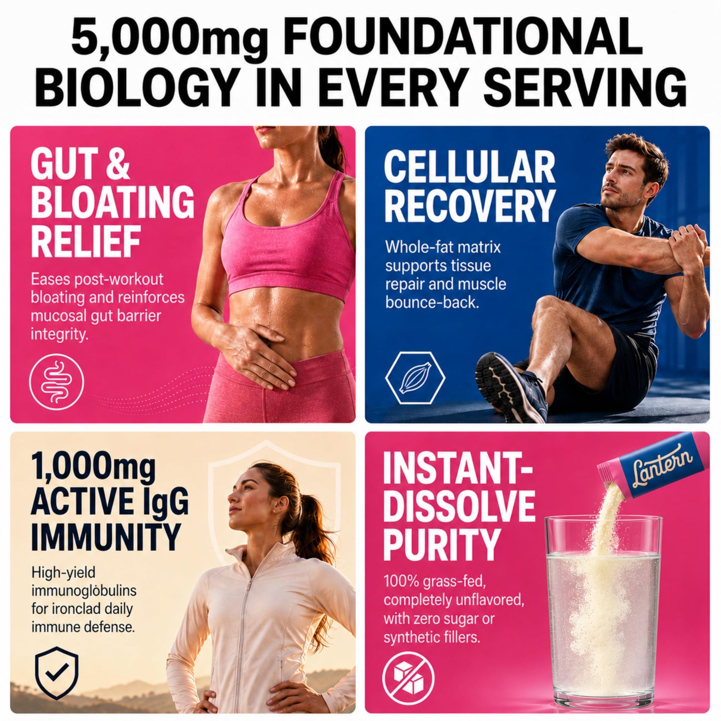 LANTERN Bovine Colostrum for Gut Health & Immunity Powder, 28x5g Servings