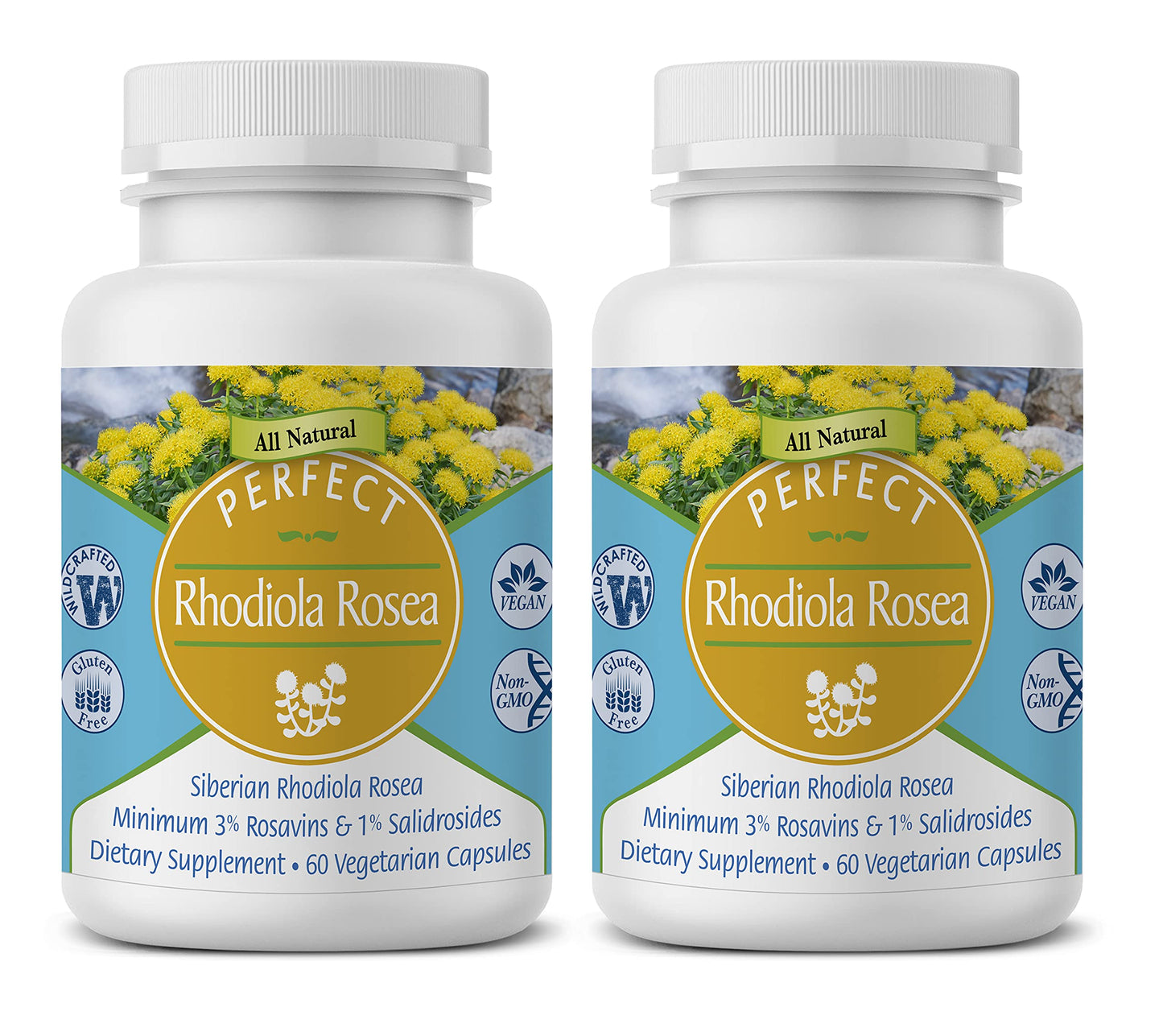Perfect Supplements Rhodiola Rosea Capsules, 60 Capsules, 2 Pack