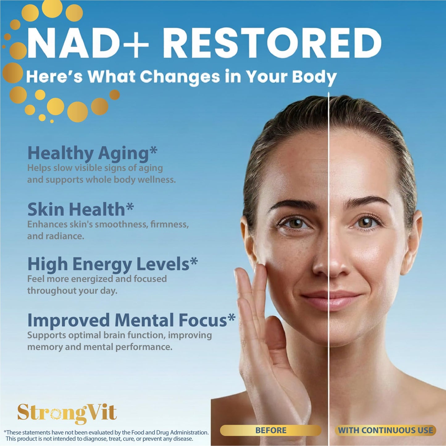 StrongVit NAD Resveratrol Supplement 60 Capsules