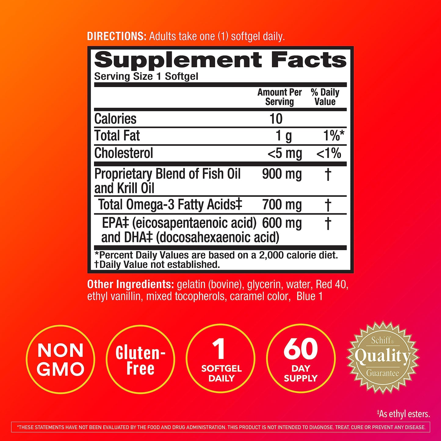MegaRed Omega-3 Fish & Krill Oil Supplement 900mg Softgel, 60 Count