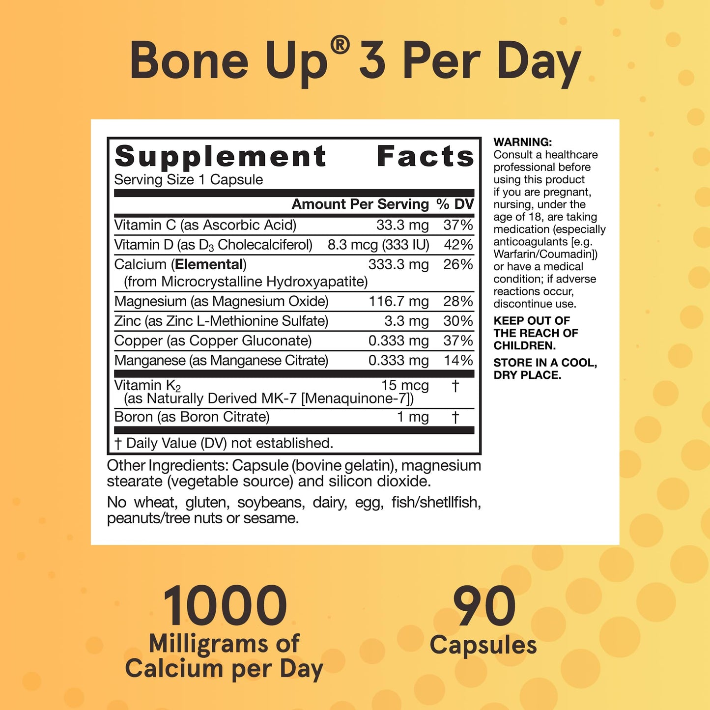 Jarrow Formulas BoneUp Three Per Day for Bone Density and Skeletal Nutrition, 90 Capsules