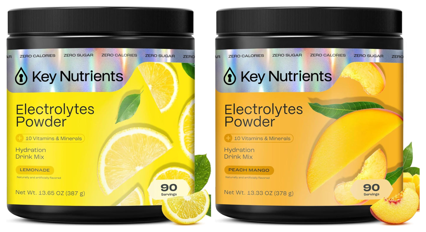 KEY NUTRIENTS Electrolytes Lemonade + Peach Mango Powder, 26 Servings