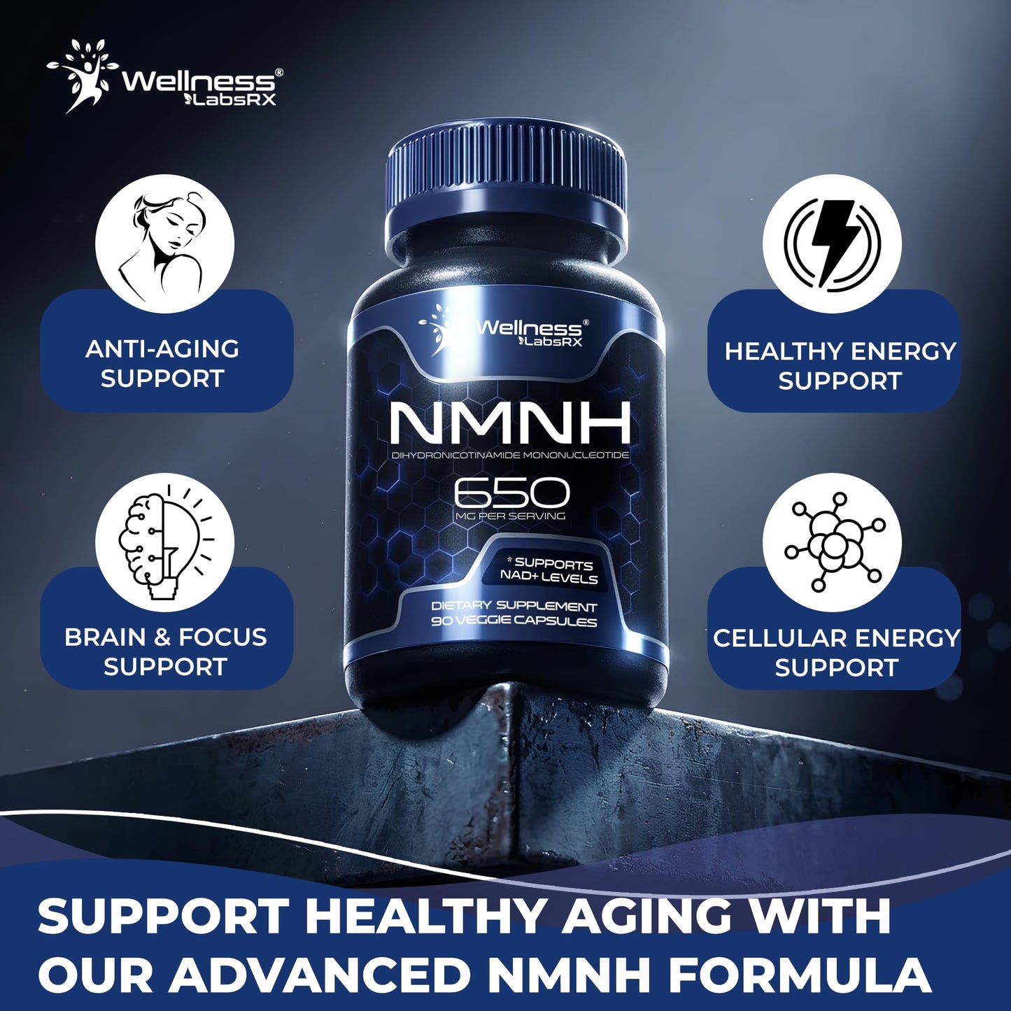 WELLNESS LABSRX NMNH Di-Hydro Nicotinamide Mononucleotide Capsules 90 Count