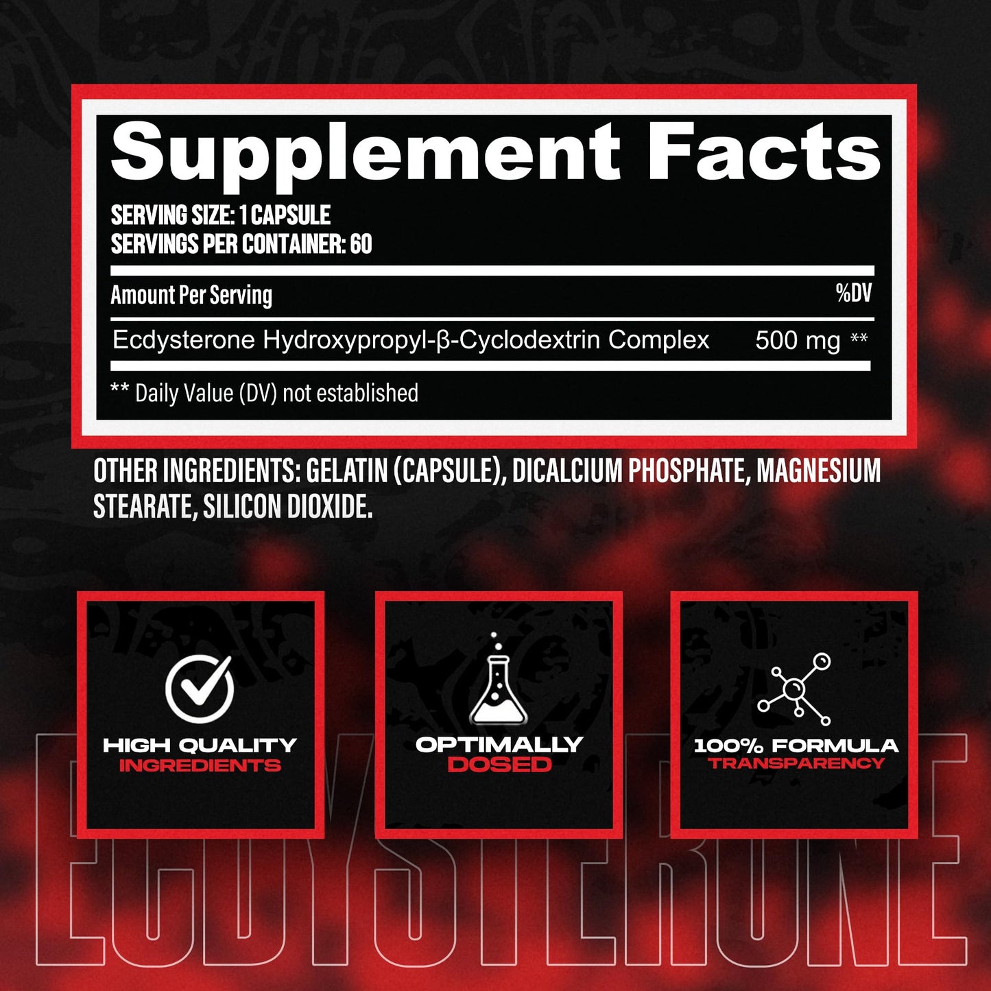 Huge Supplements Ecdysterone Supplement 1000mg Per Serving Capsules, 60 Count