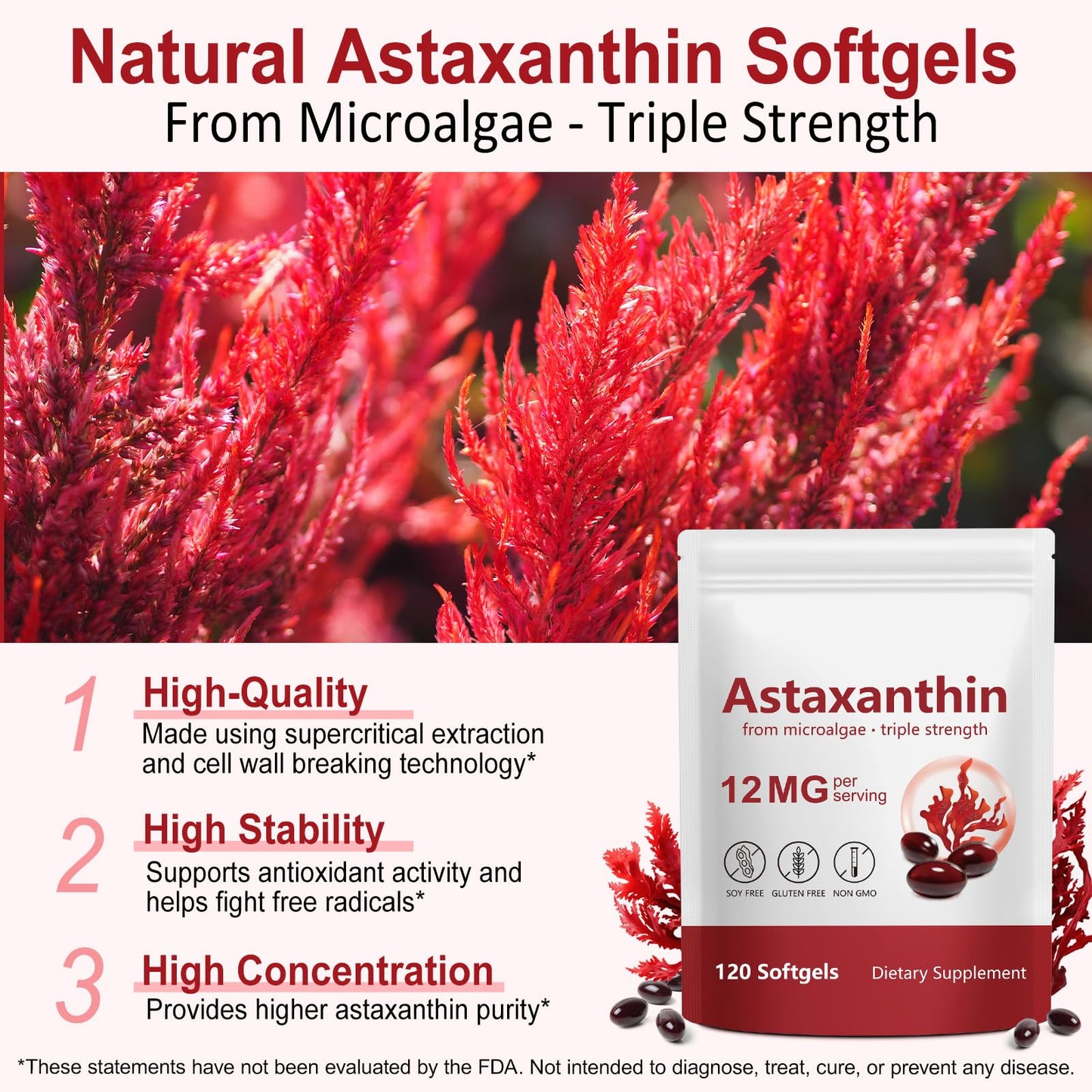 AIQIUSHA Astaxanthin Supplements Gummy 120