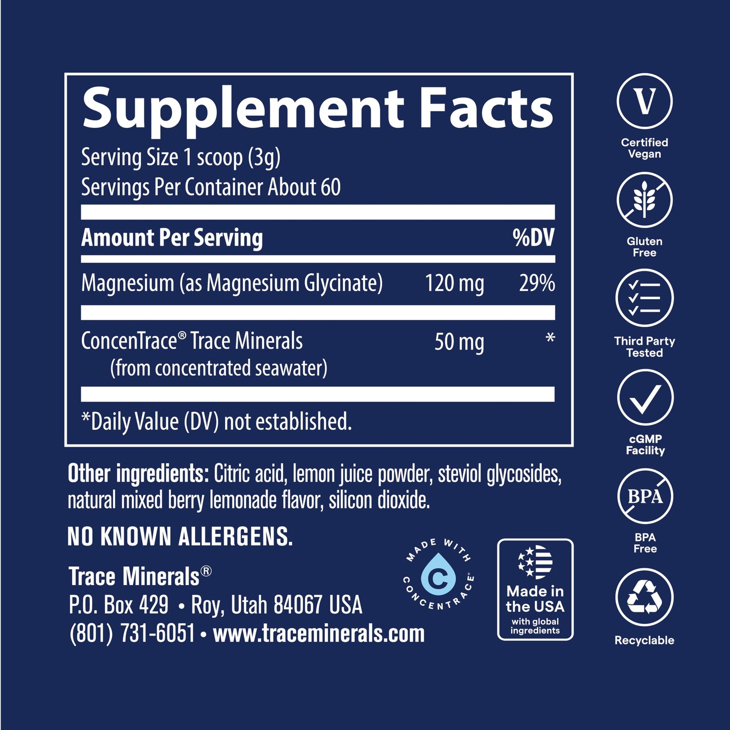 Trace Minerals Magnesium Glycinate Powder 6.35 oz