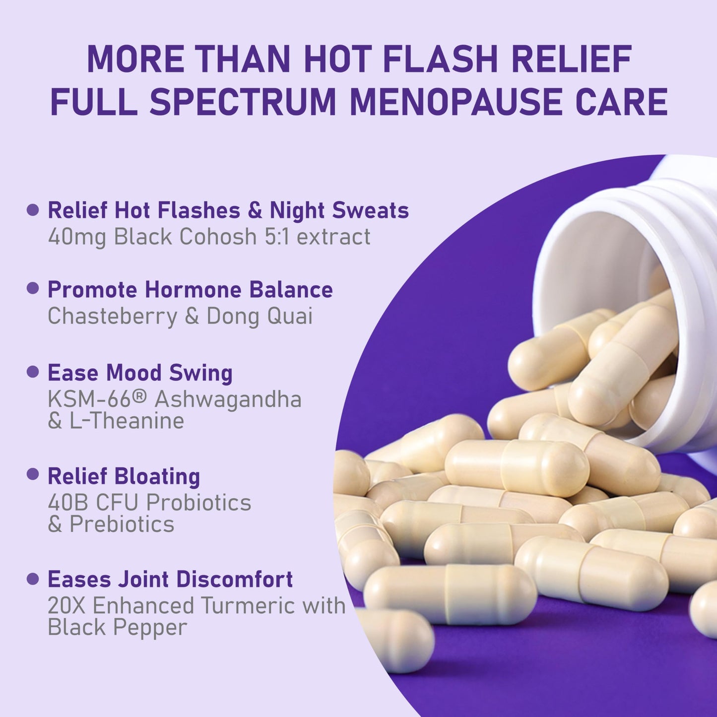 VIVI Youth Menopause Supplements for Women & Black Cohosh Hormone-Free, 60 Capsules