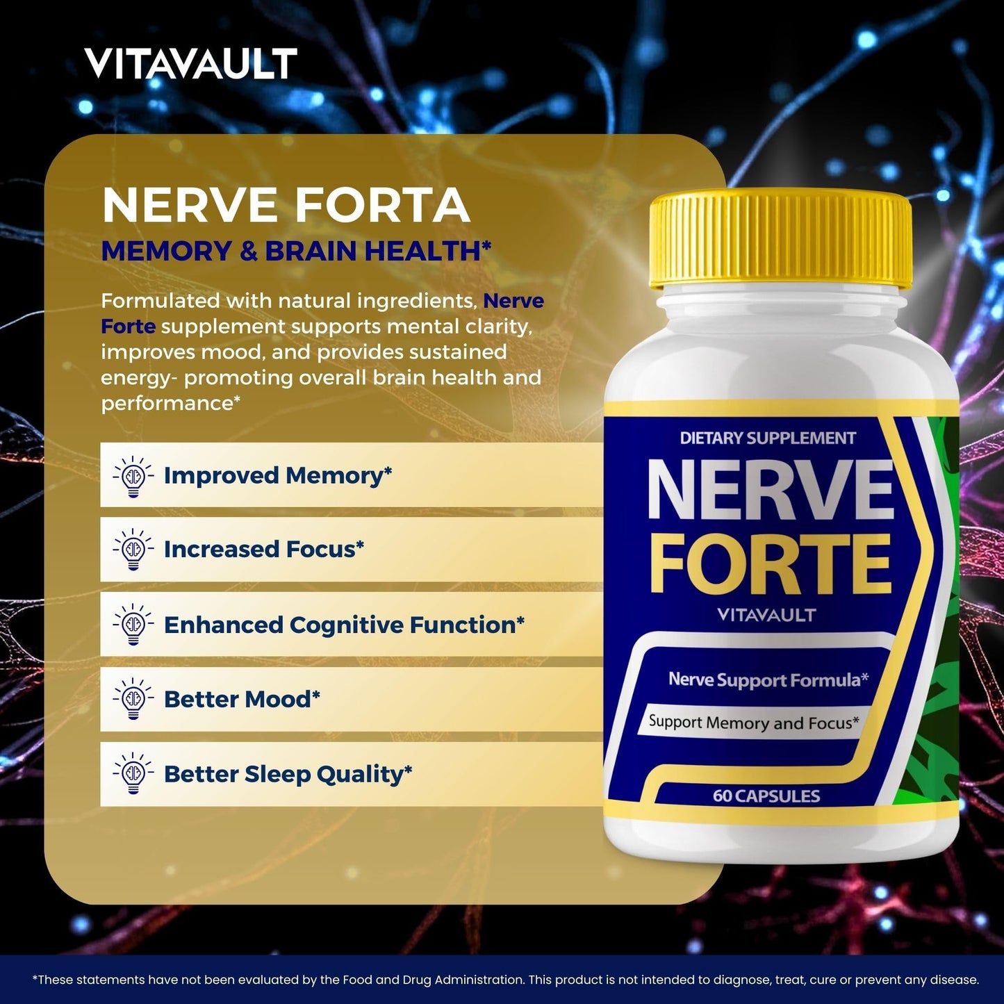 Vitavault Nerve Forte Brain Health Support, 60 Capsules