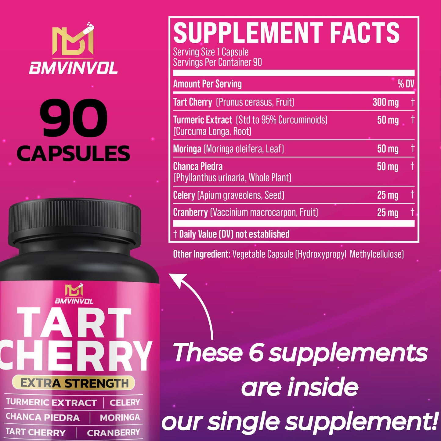 BMVINVOL Tart Cherry 20:1 Extract Capsule, 90 Count