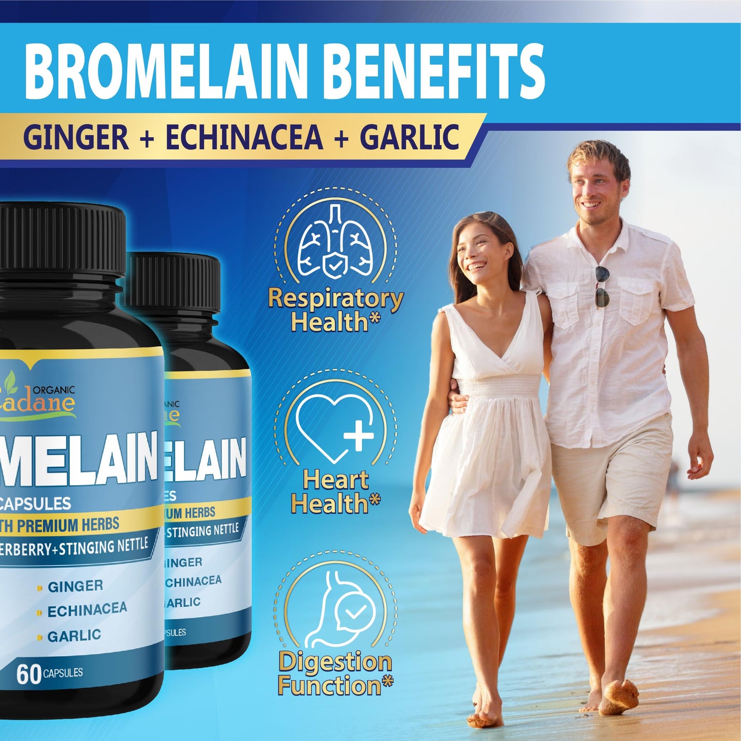 Organic Cadane Bromelain Capsules 120 Count