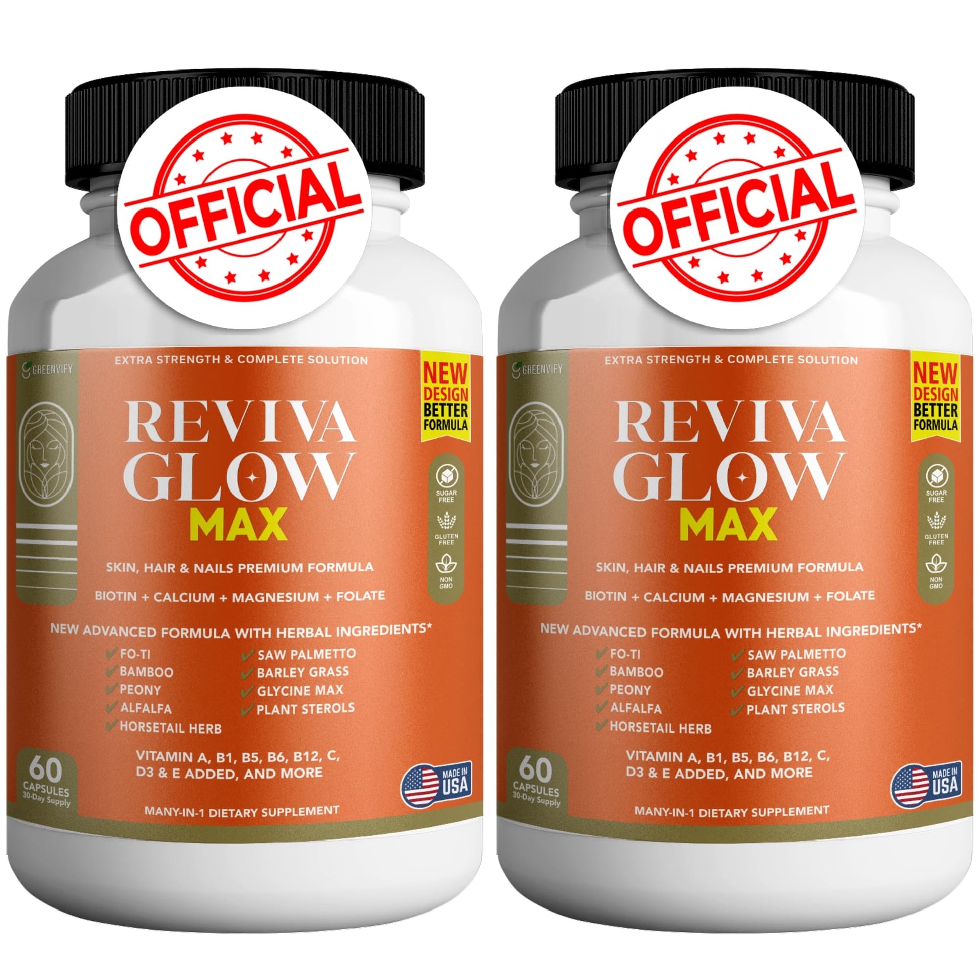 GREENVIFY Reviva Glow Max Hair, Skin & Nails Support Supplement Capsules, 120